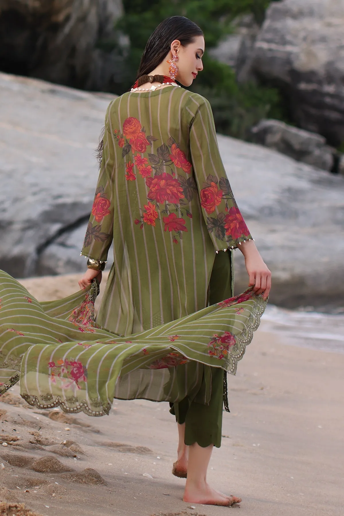 3-Pc Charizma Unstitched Embroidered Swiss Lawn With Chiffon Dupatta CSM4-01