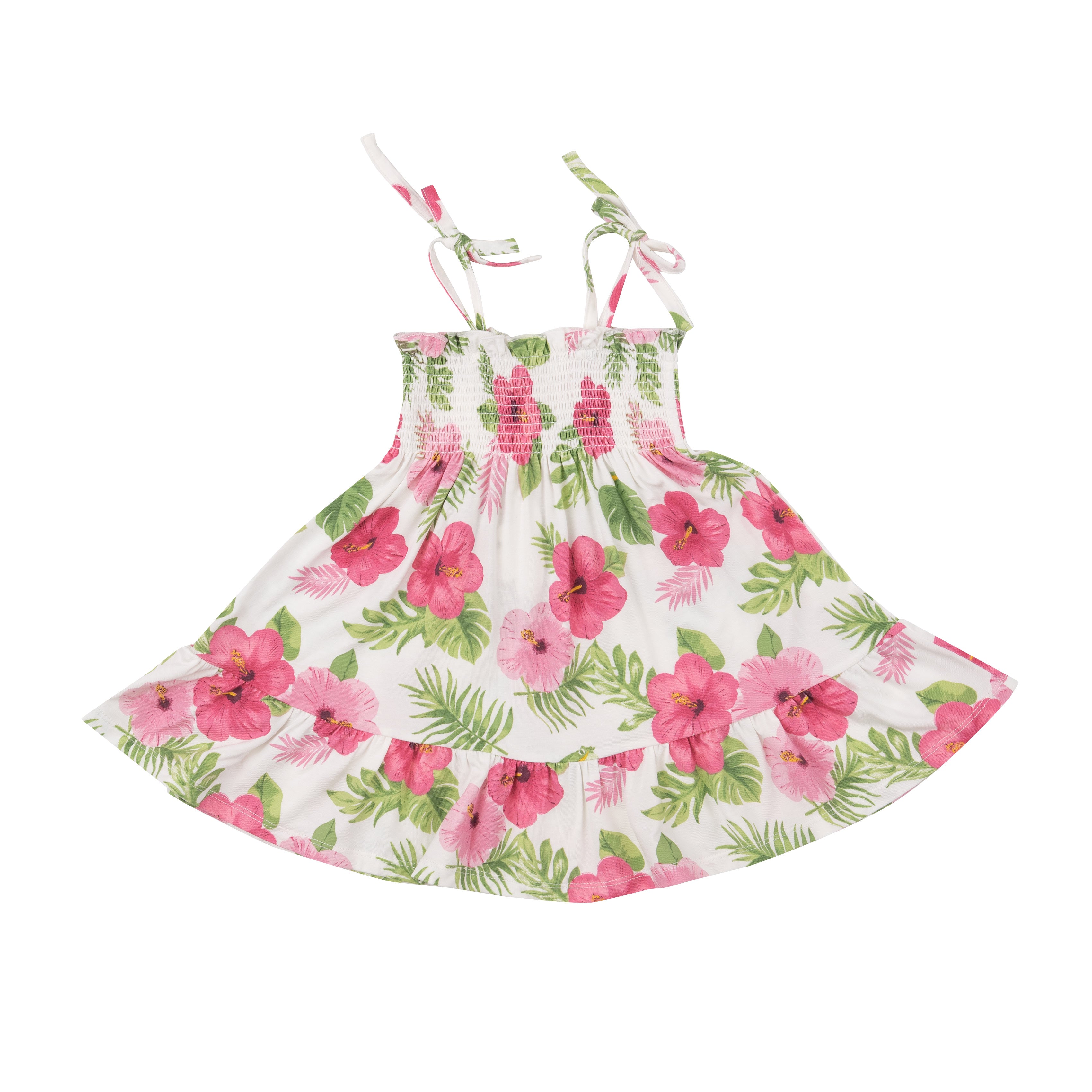 Angel Dear Tie Strap Smocked Sun Dress - Hibiscus