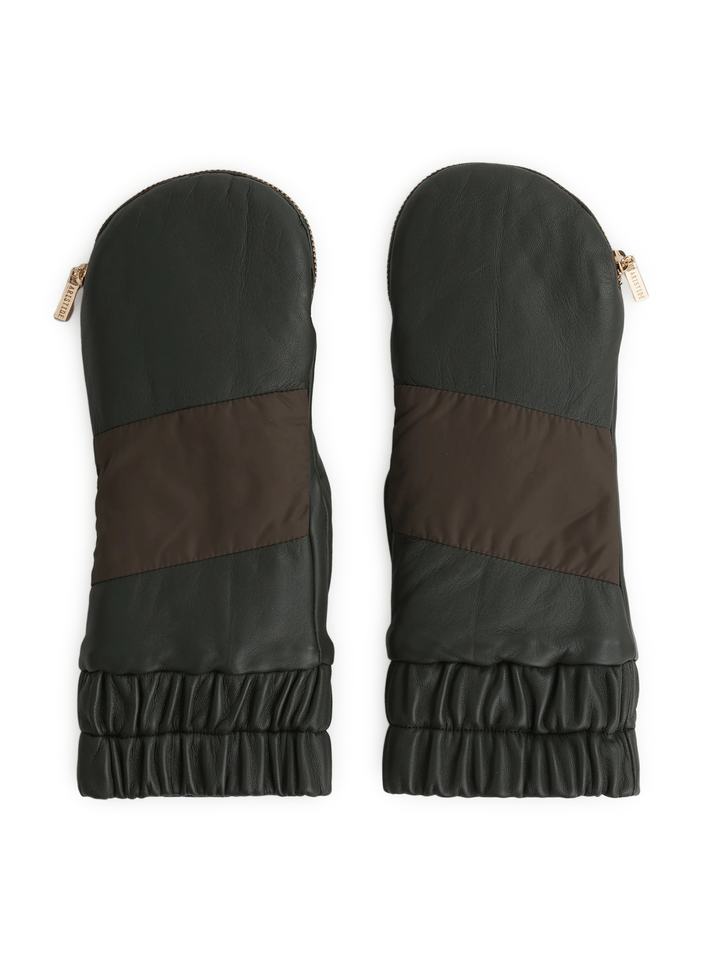 ARISTIDE  Leather mittens - Khaki