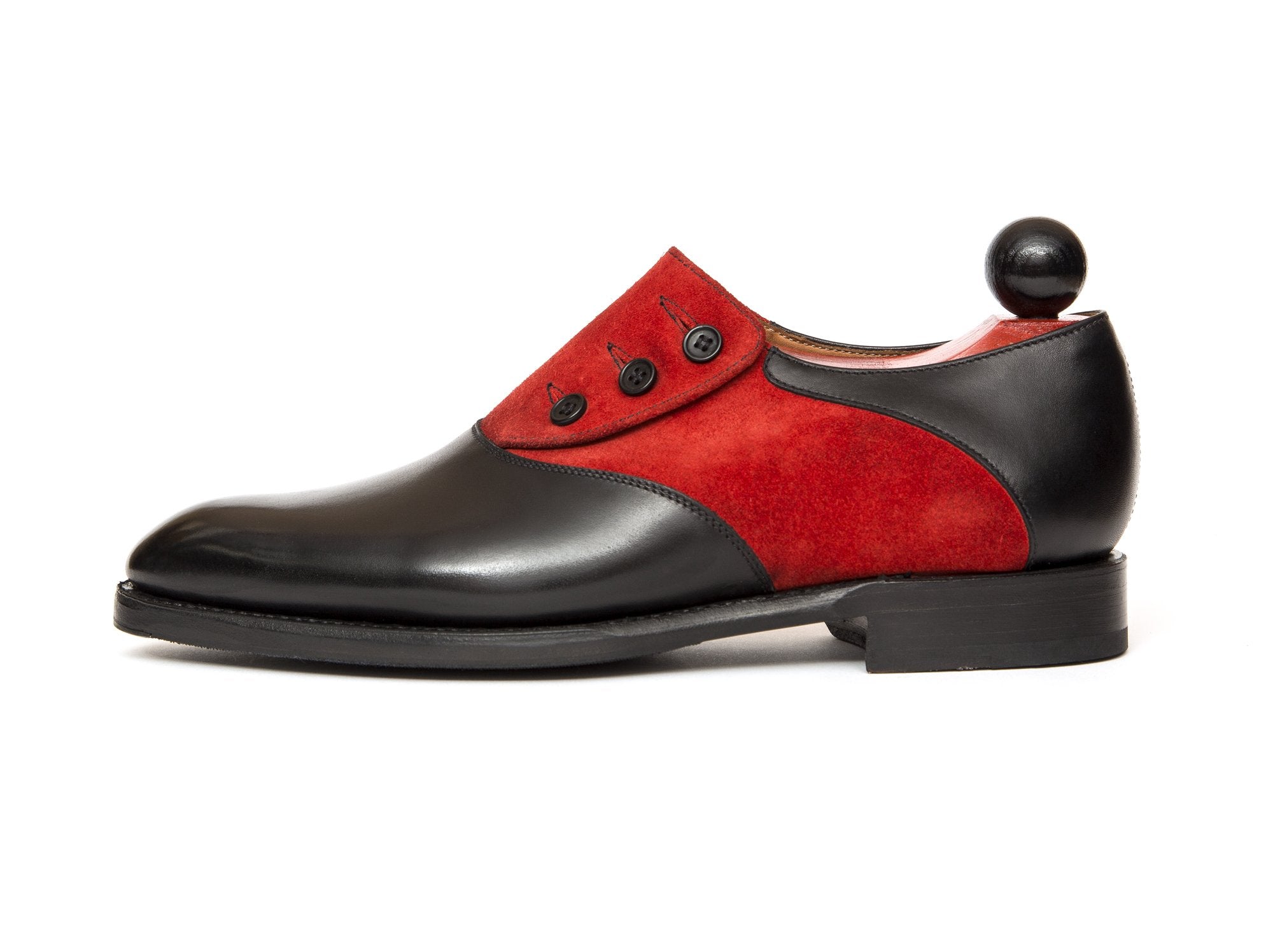 Aurora - MTO - Black Calf / Red Suede - NGT Last - Single Leather Sole