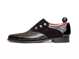 Aurora - MTO - Black Patent Leather / Black Suede - JKF Last - Single Leather Sole