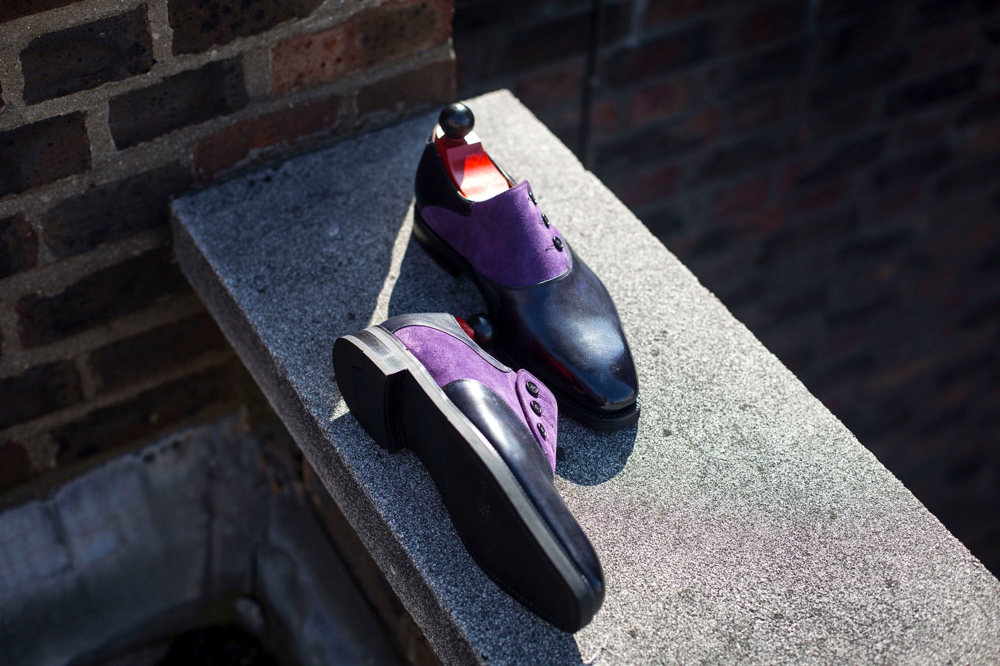 Aurora - MTO - Navy Museum Calf / Purple Suede - LPB Last - City Rubber Sole