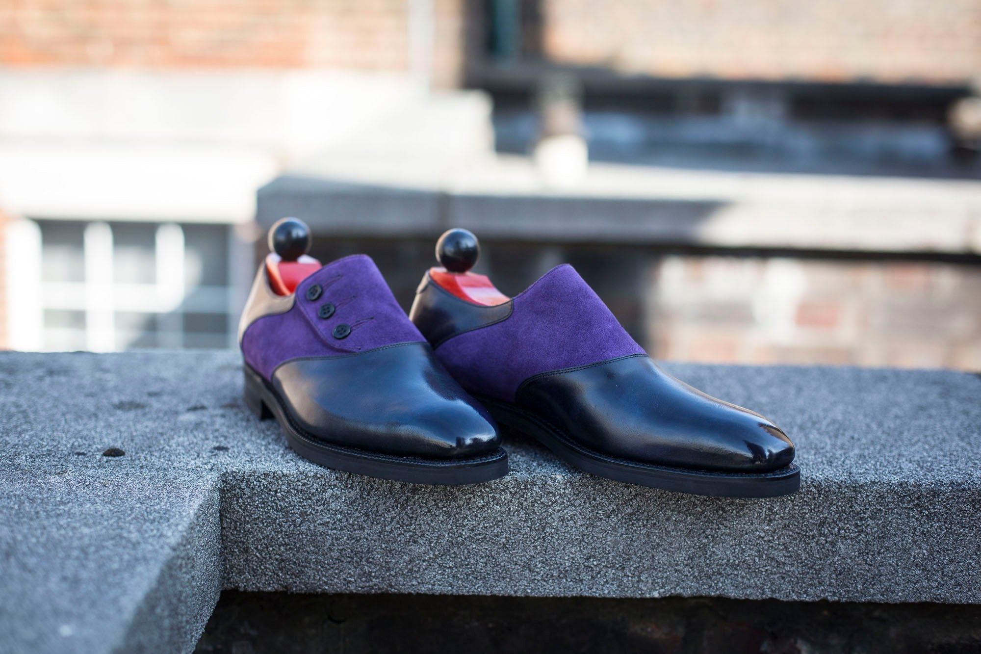 Aurora - MTO - Navy Museum Calf / Purple Suede - LPB Last - City Rubber Sole