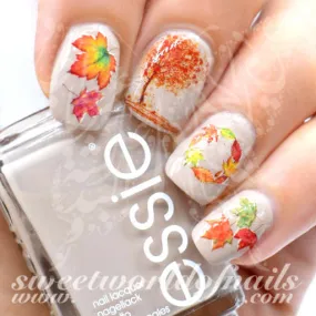 Autumn Fall Nail Art Trees and Leaves Nail Water Decals