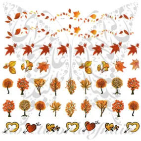 Autumn Leaves and Trees Nail Art Water Slides