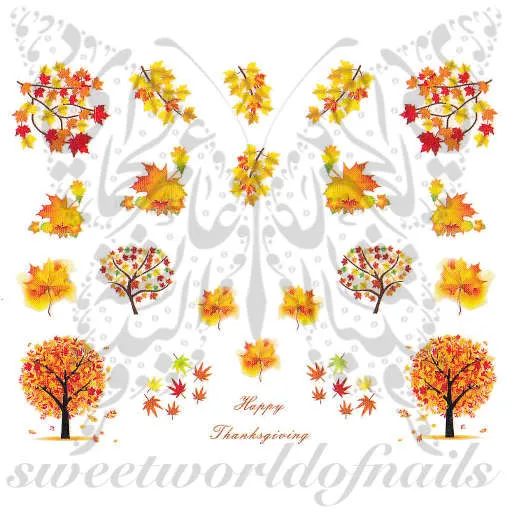 Autumn Nail Art Tree Leaves Nail Water Slides