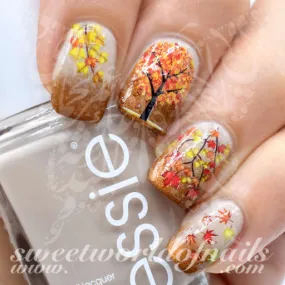 Autumn Nail Art Tree Leaves Nail Water Slides