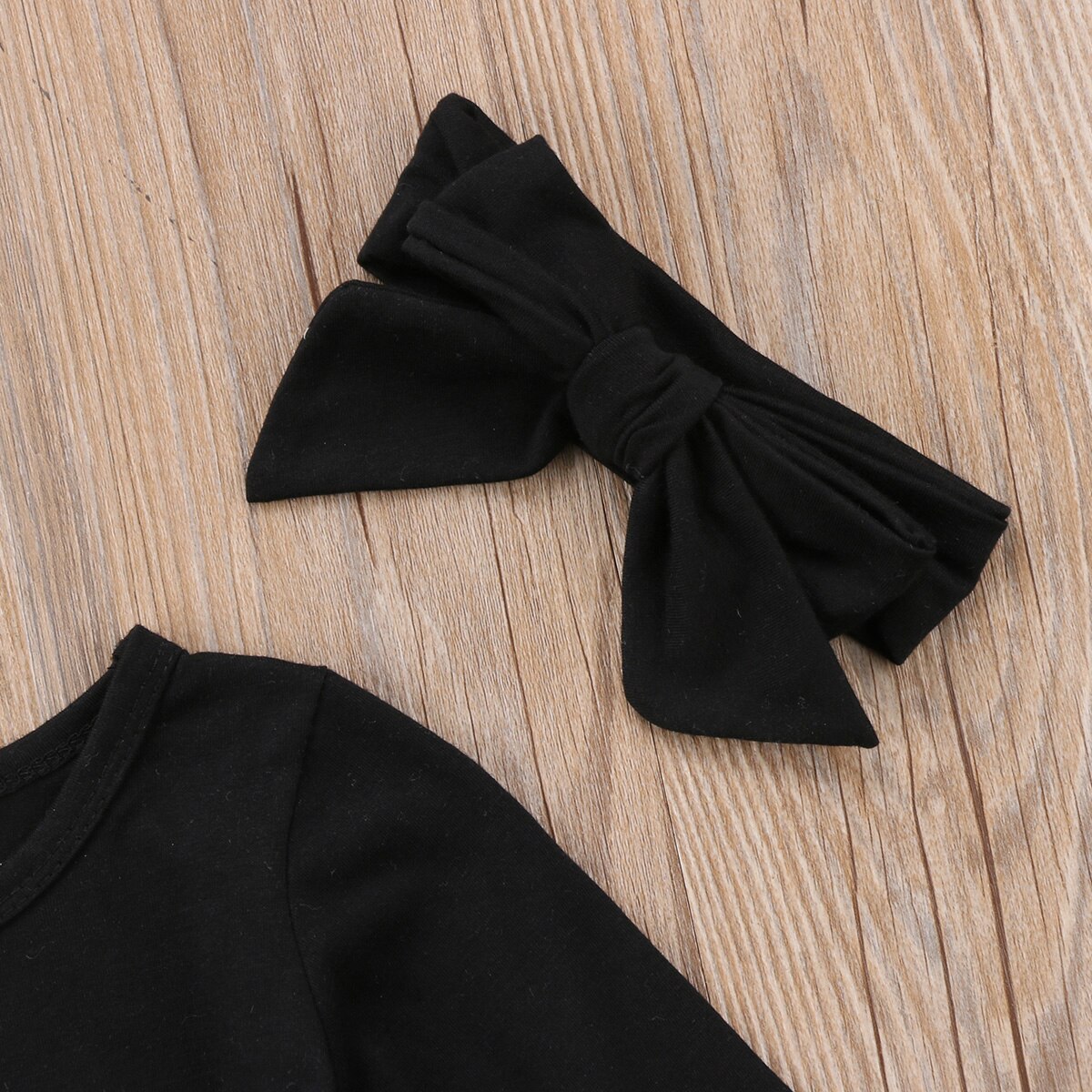 Baby Girl Black Romper Dress + Headband