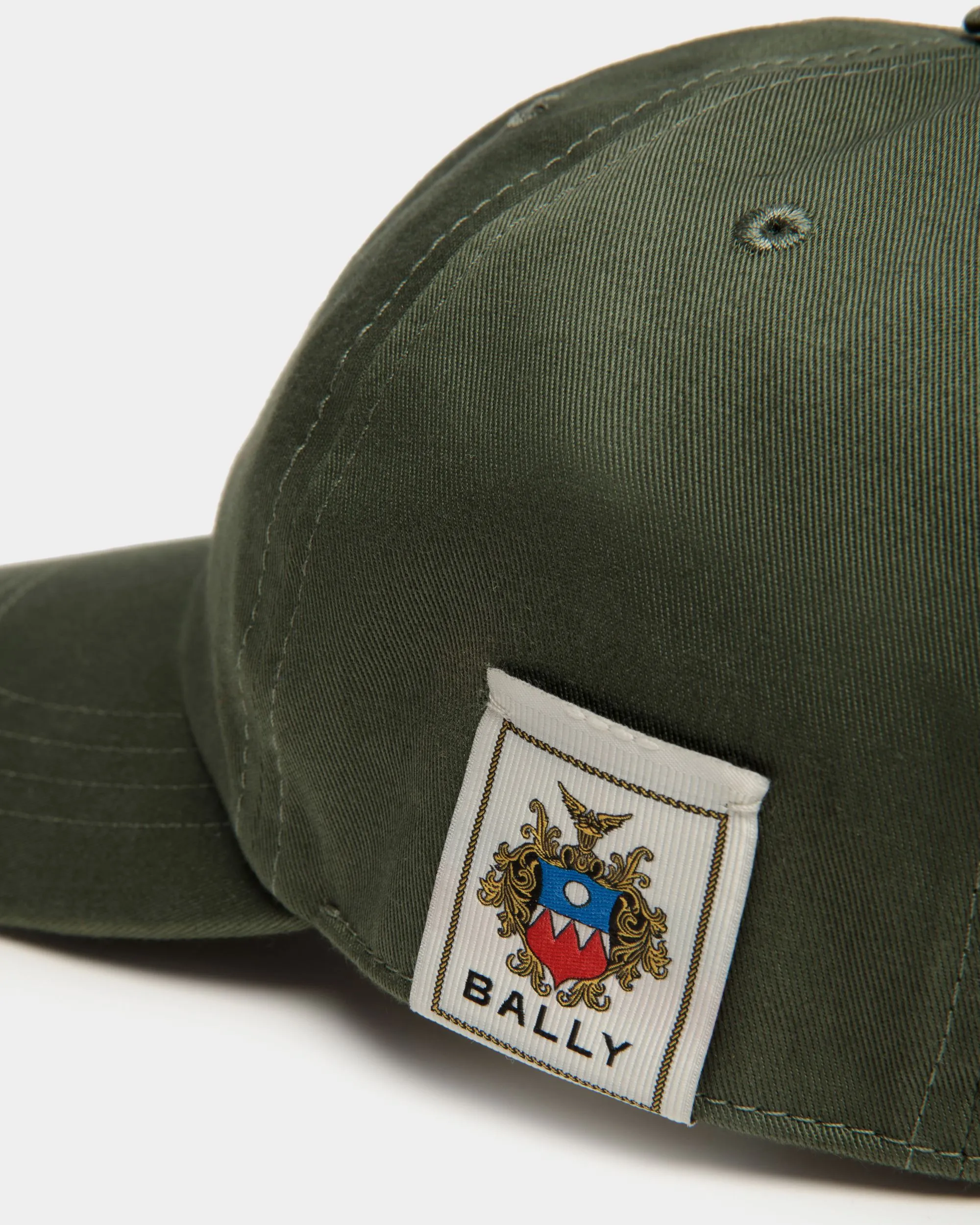 Baseball Hat With Bally Crest Logo In Military Green Cotton 