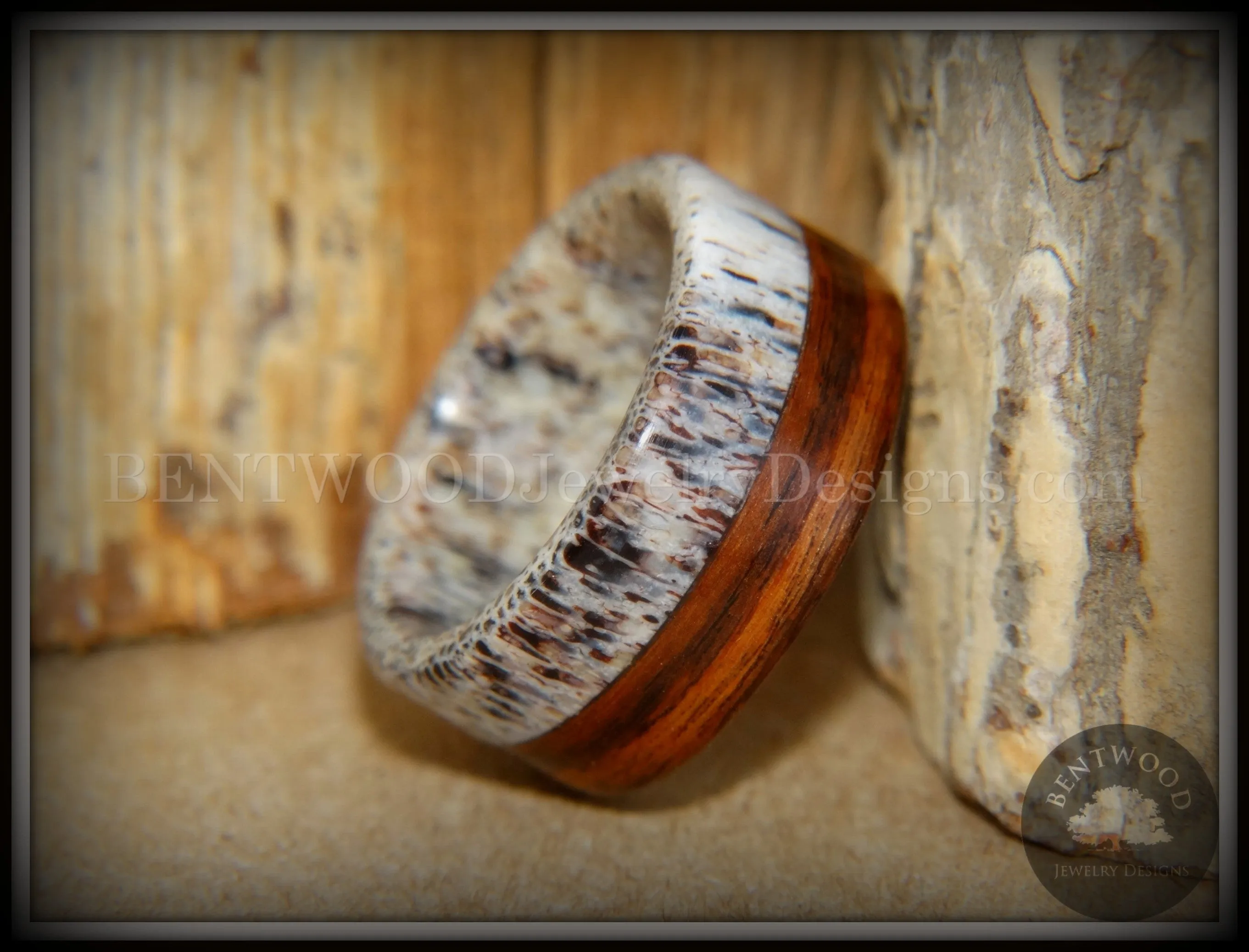 Bentwood Ring - The Pursuit Antler and Rosewood Inlay