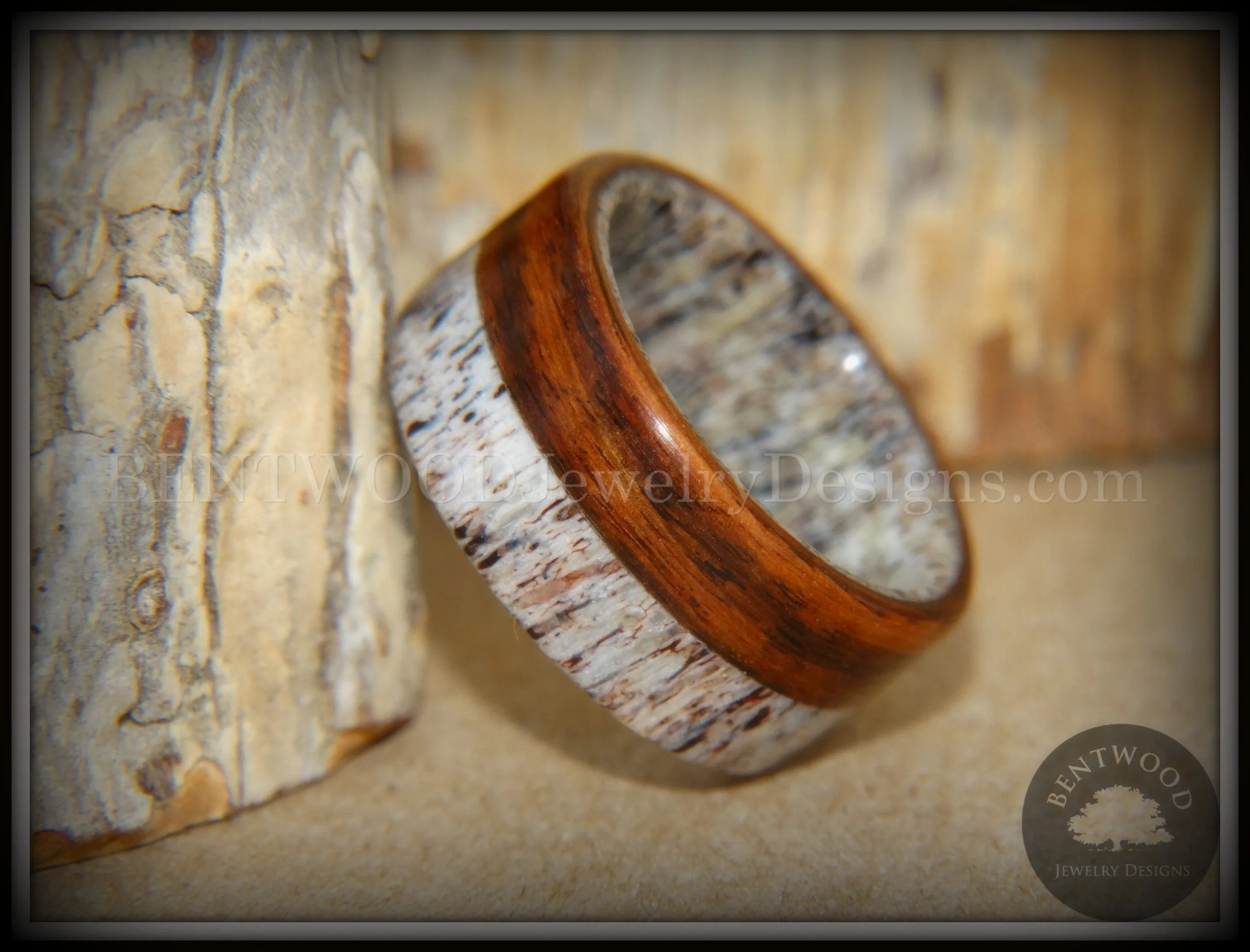 Bentwood Ring - The Pursuit Antler and Rosewood Inlay