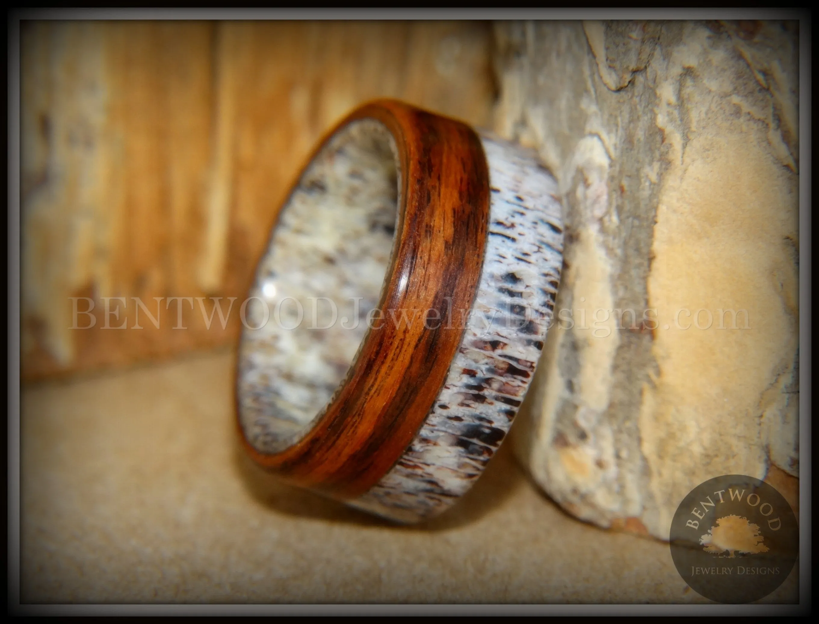 Bentwood Ring - The Pursuit Antler and Rosewood Inlay