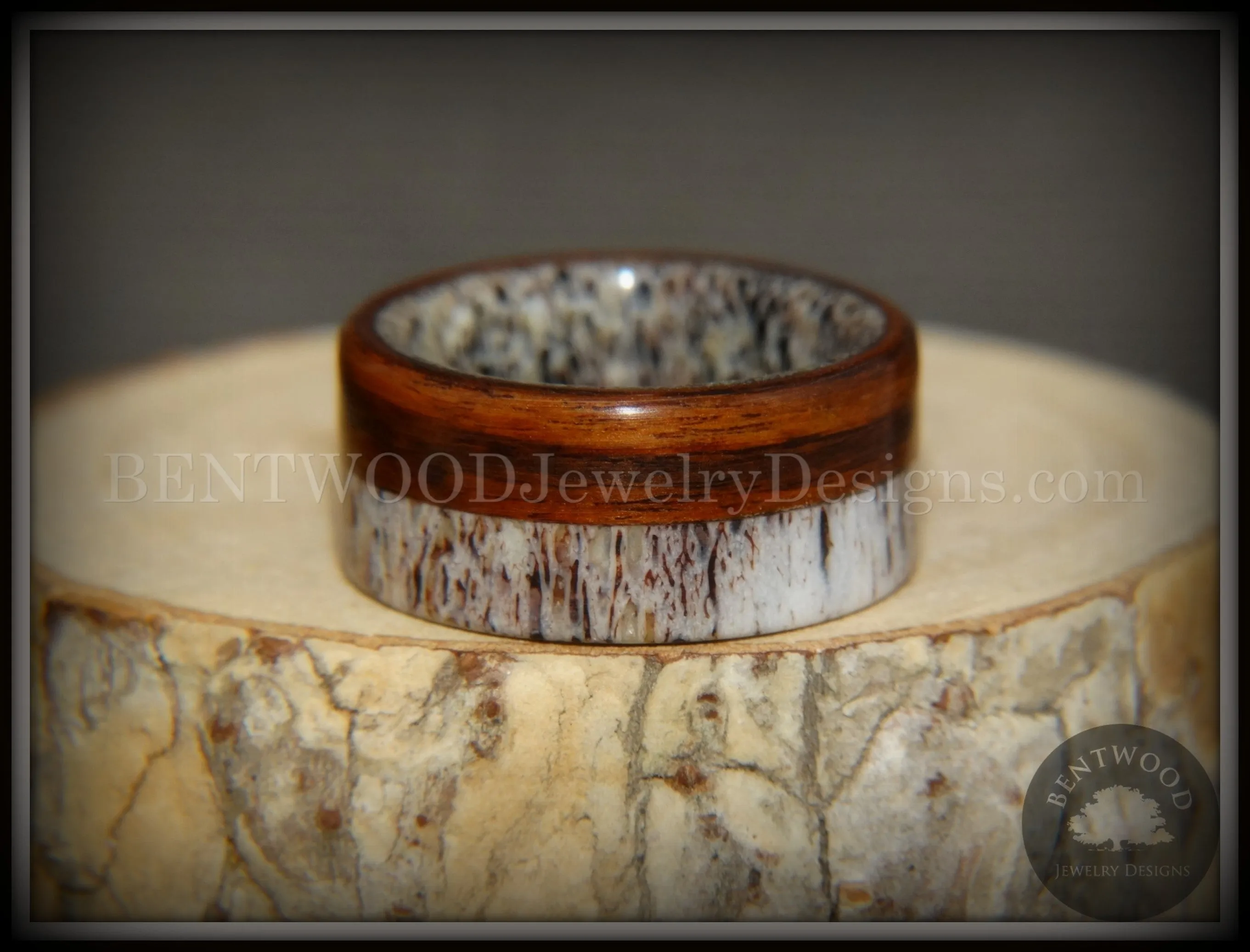 Bentwood Ring - The Pursuit Antler and Rosewood Inlay