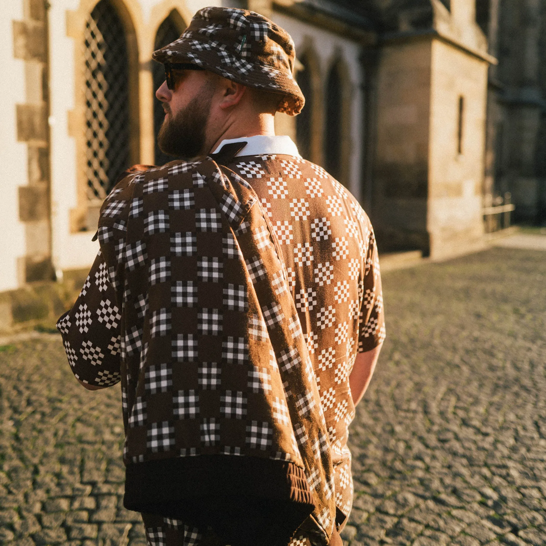 Big Check Bucket Hat - Brown