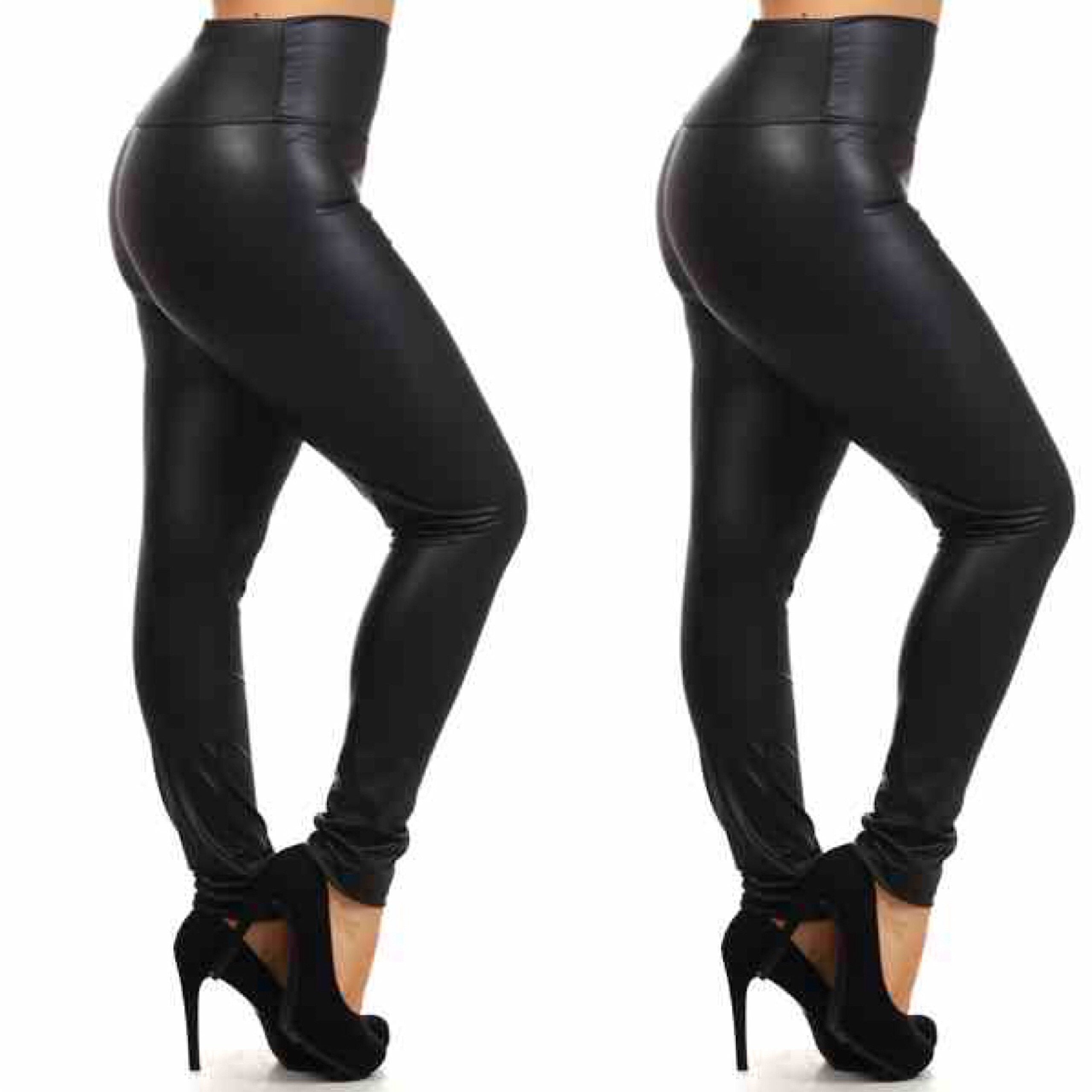 Black Faux Leather Liquid Leggings