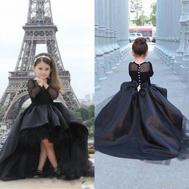 Black High Low Flower Girl Dresses