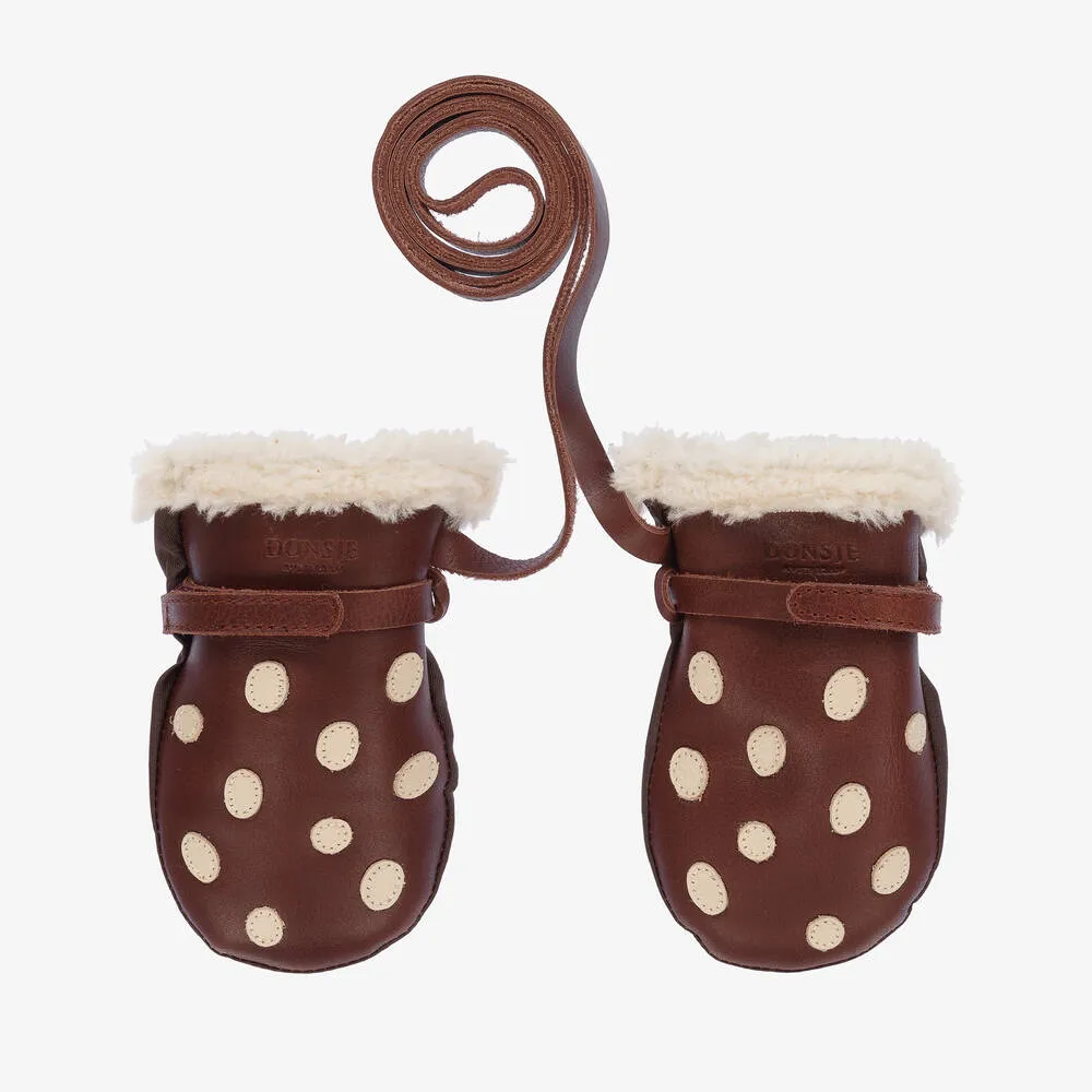 Brown Leather Toadstool Mittens