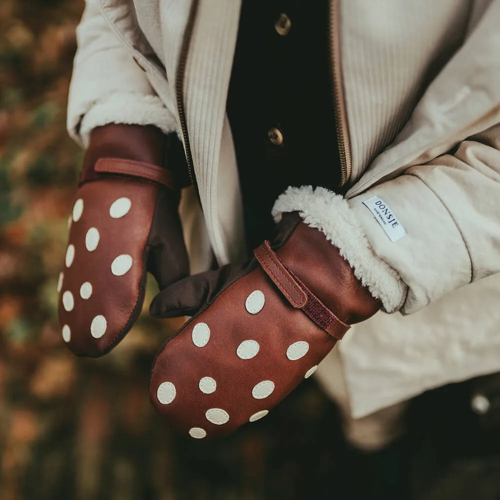 Brown Leather Toadstool Mittens