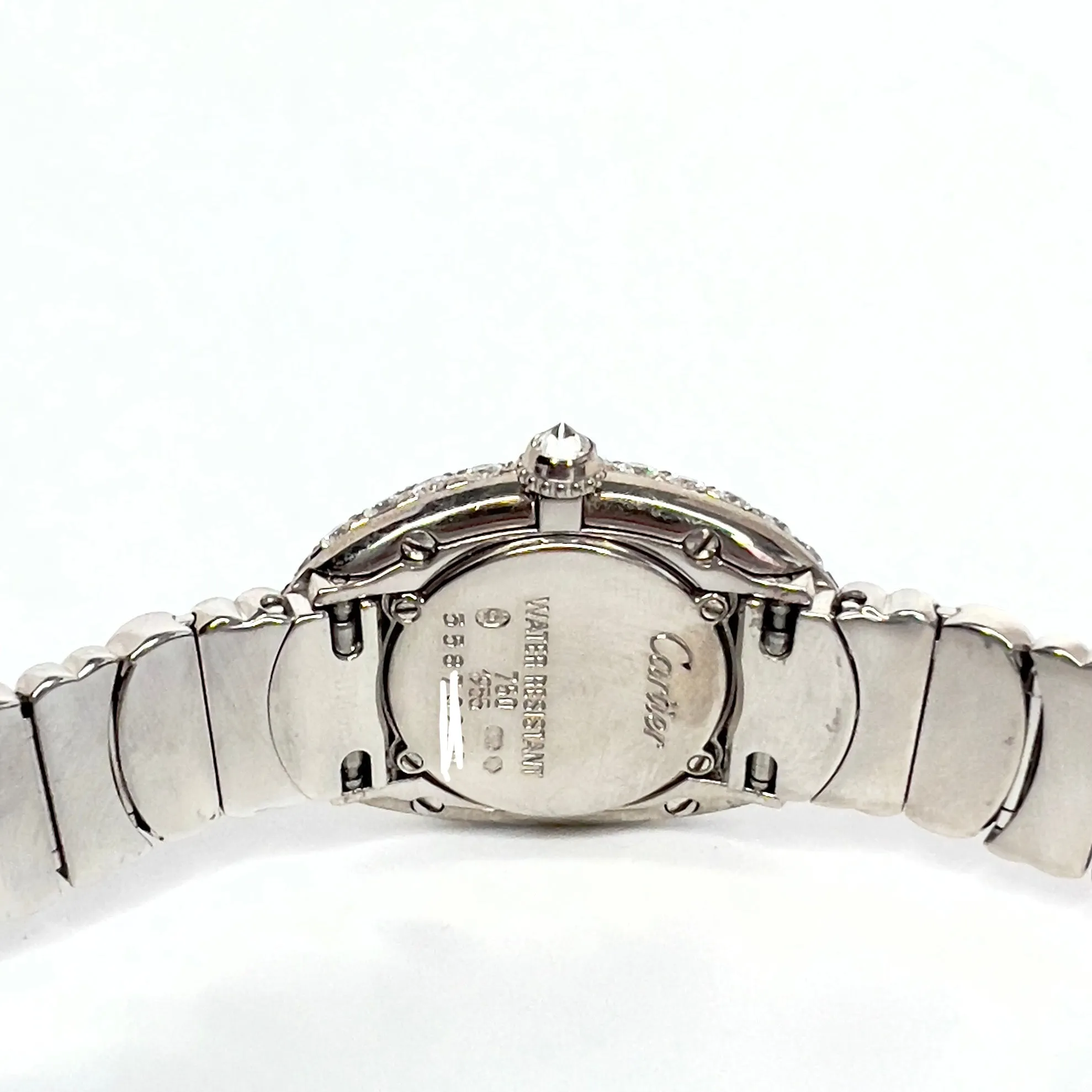 CARTIER BAIGNOIRE 23mm Quartz 18K WG ~1.5TCW Diamond Watch