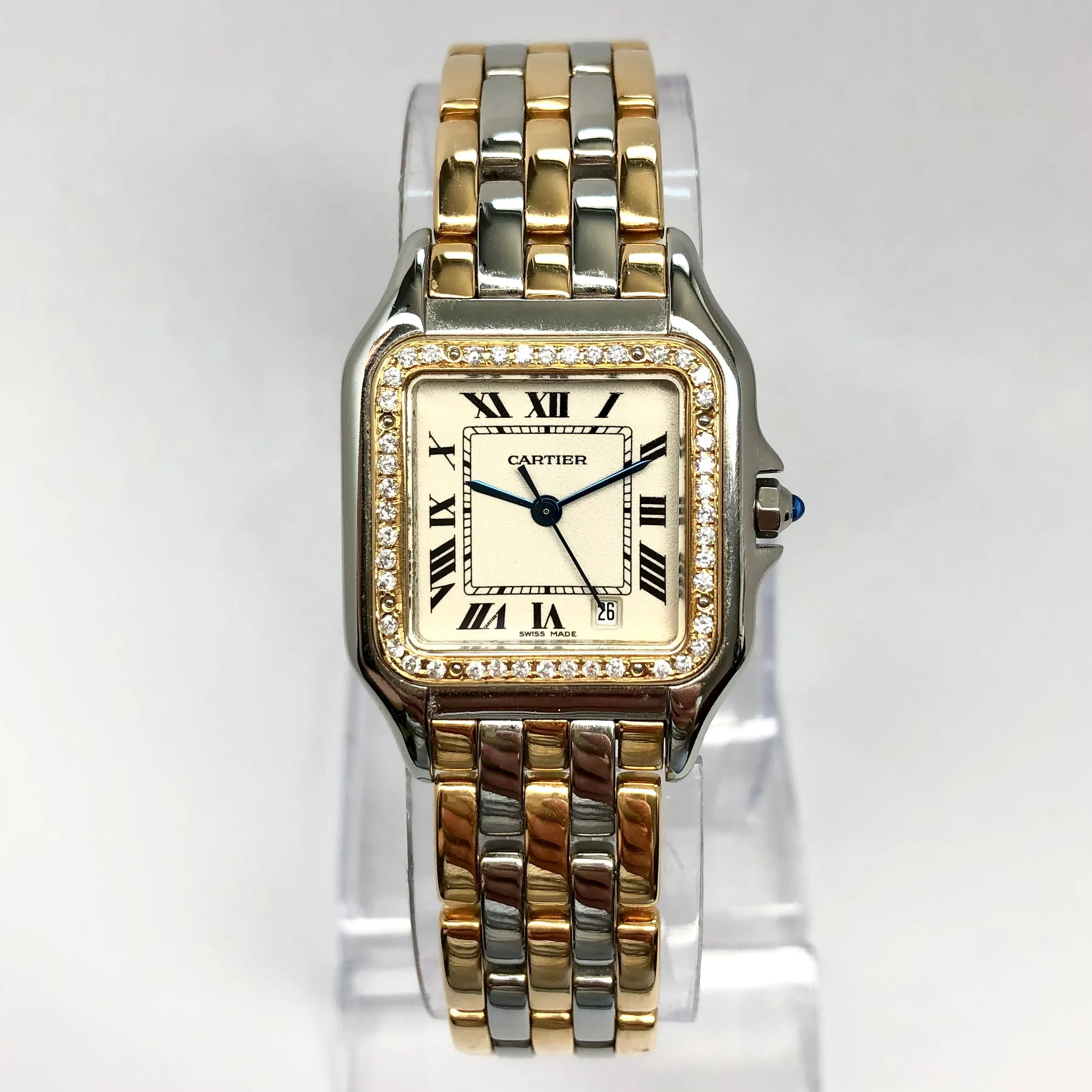 CARTIER PANTHERE 27mm 3 Row Gold 0.5TCW DIAMOND Watch