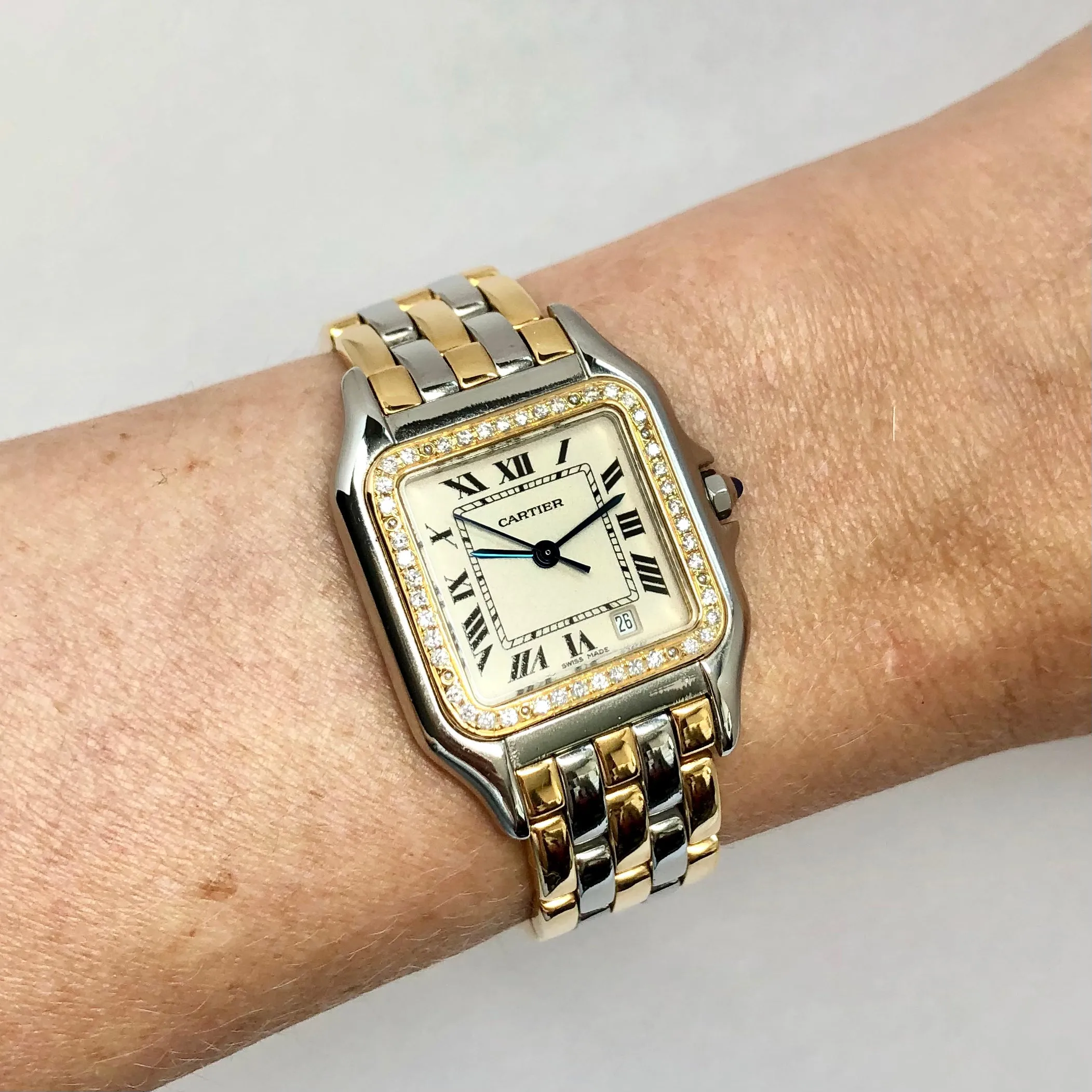 CARTIER PANTHERE 27mm 3 Row Gold 0.5TCW DIAMOND Watch