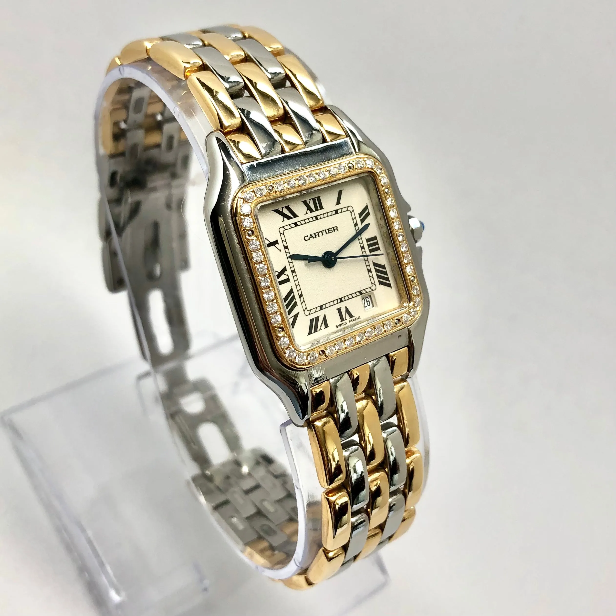 CARTIER PANTHERE 27mm 3 Row Gold 0.5TCW DIAMOND Watch