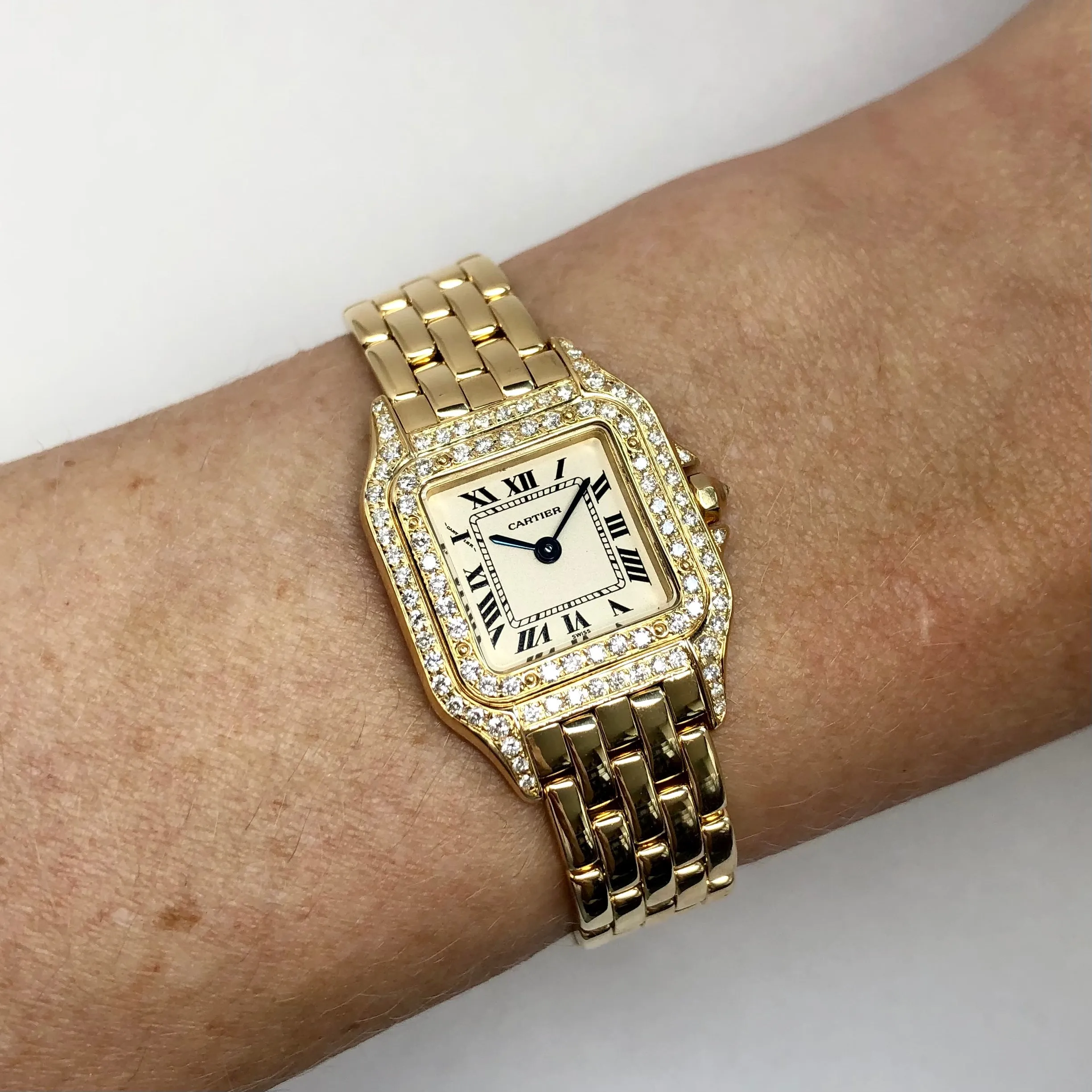 CARTIER PANTHERE Quartz 23mm 18K Yellow Gold ~1TCW DIAMOND Watch