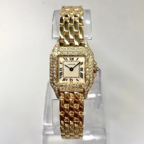 CARTIER PANTHERE Quartz 23mm 18K Yellow Gold ~1TCW DIAMOND Watch