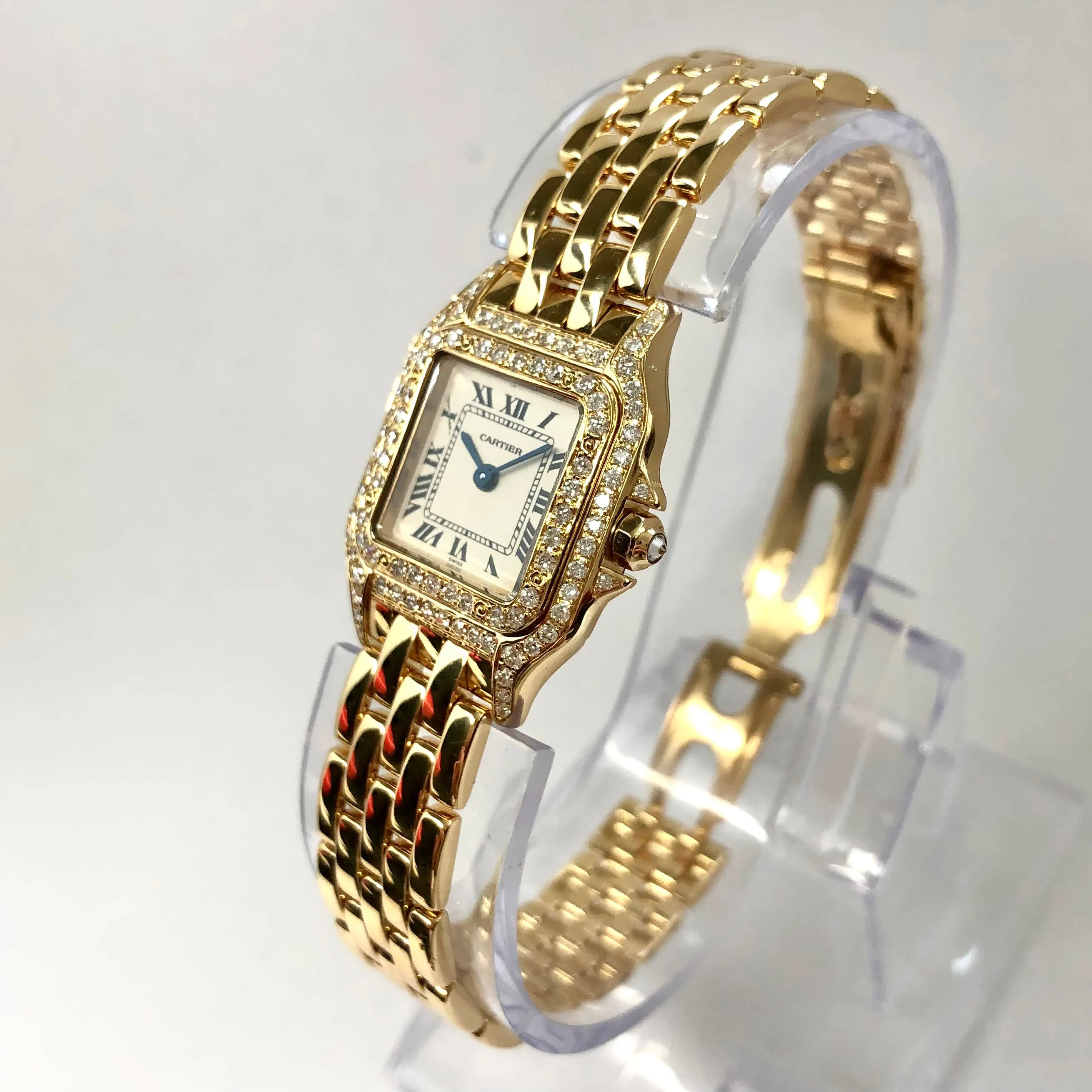 CARTIER PANTHERE Quartz 23mm 18K Yellow Gold ~1TCW DIAMOND Watch