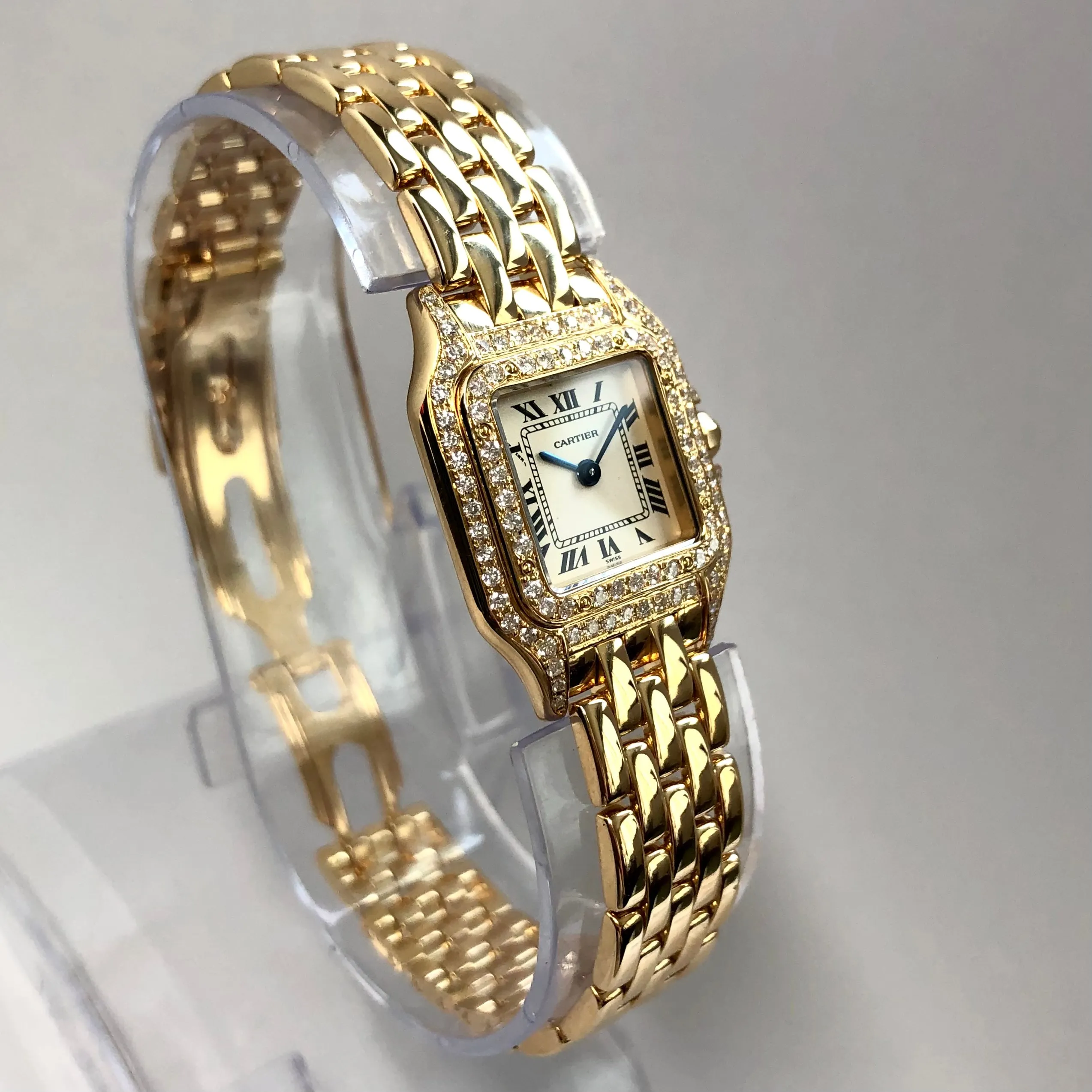 CARTIER PANTHERE Quartz 23mm 18K Yellow Gold ~1TCW DIAMOND Watch