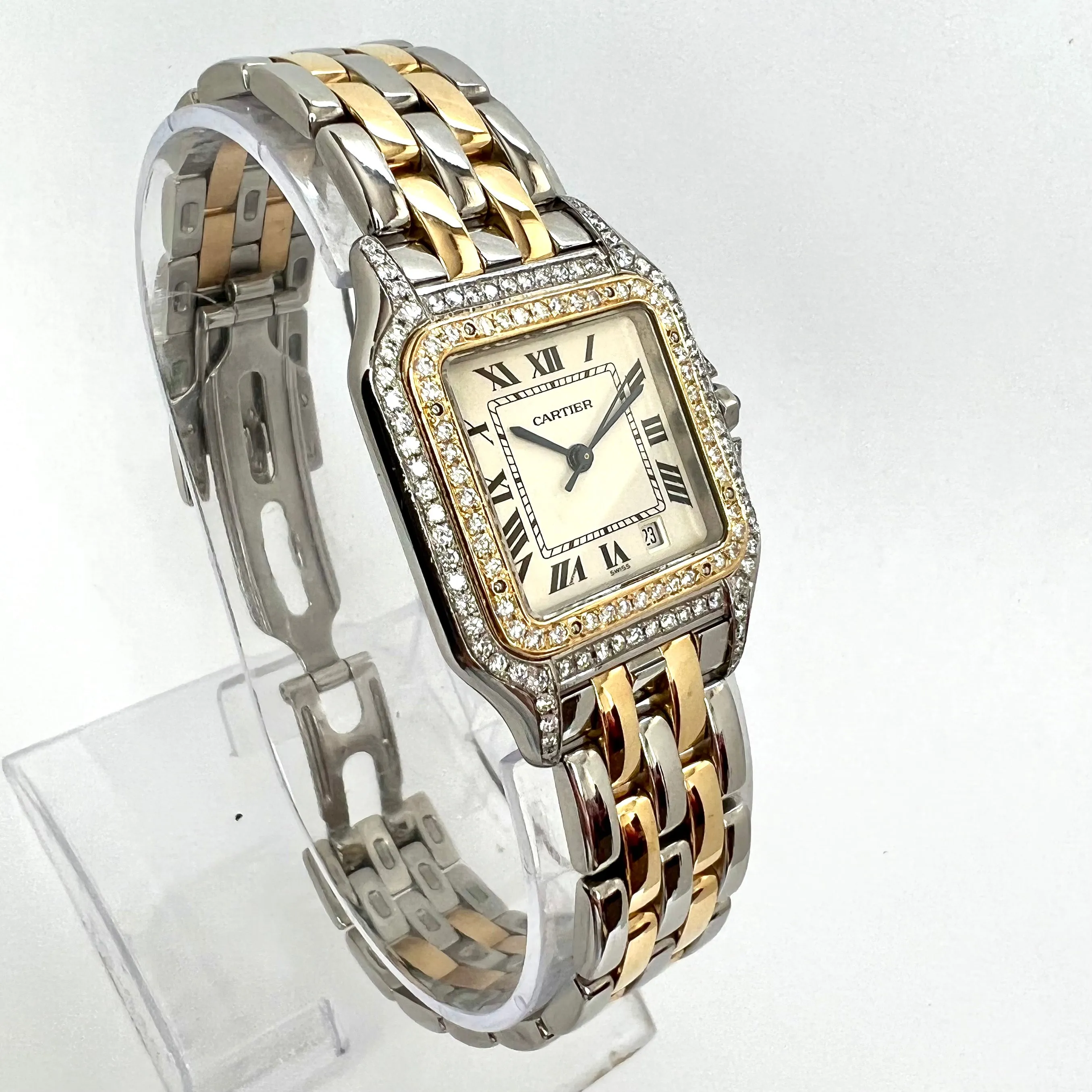 CARTIER PANTHERE Quartz 27mm 2 Row Gold 1.16TCW DIAMOND Watch