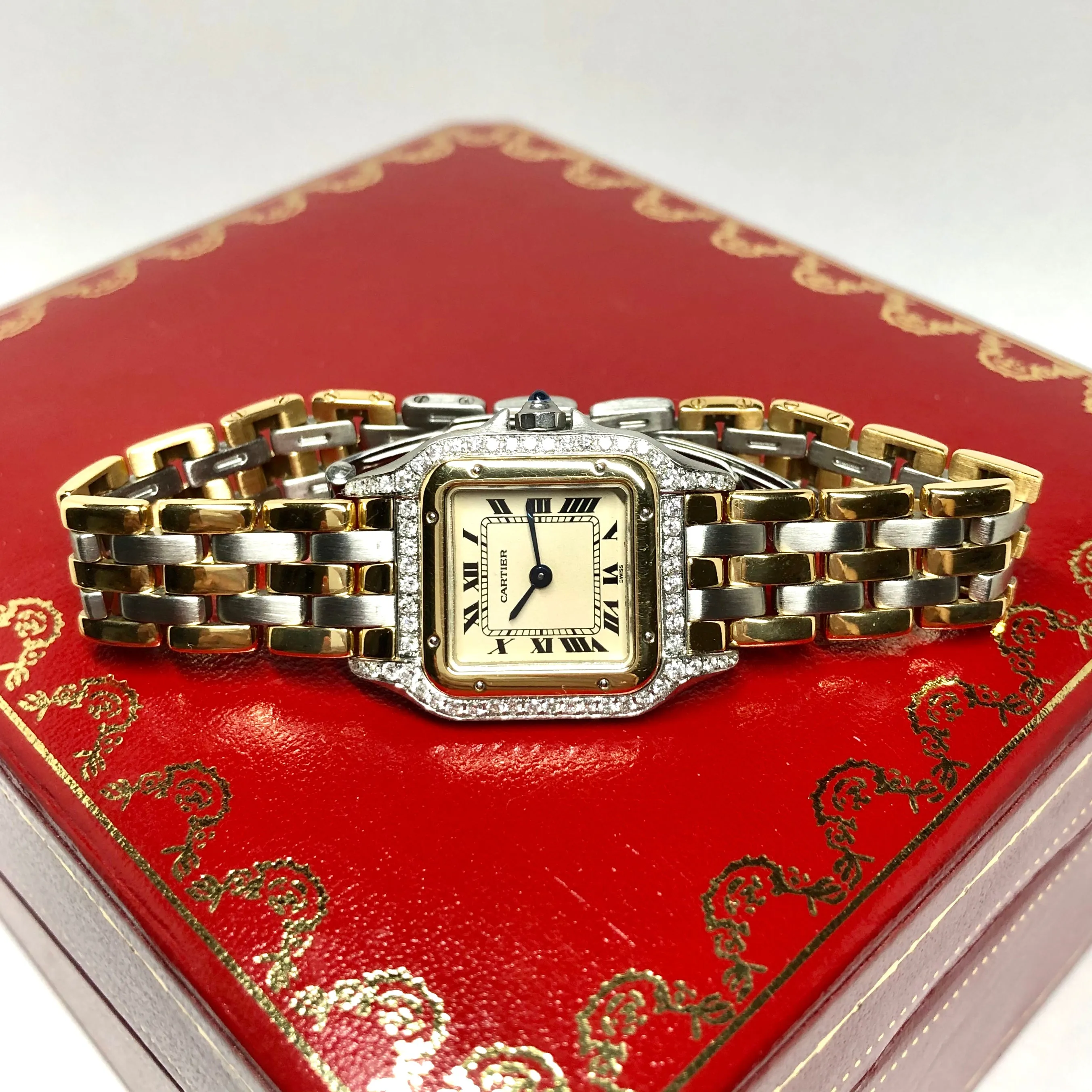 CARTIER PANTHRE Quartz 23mm 3 Row Gold 0.54TCW Diamond Watch