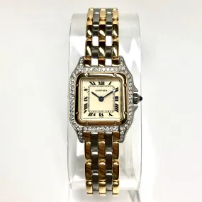 CARTIER PANTHRE Quartz 23mm 3 Row Gold 0.54TCW Diamond Watch