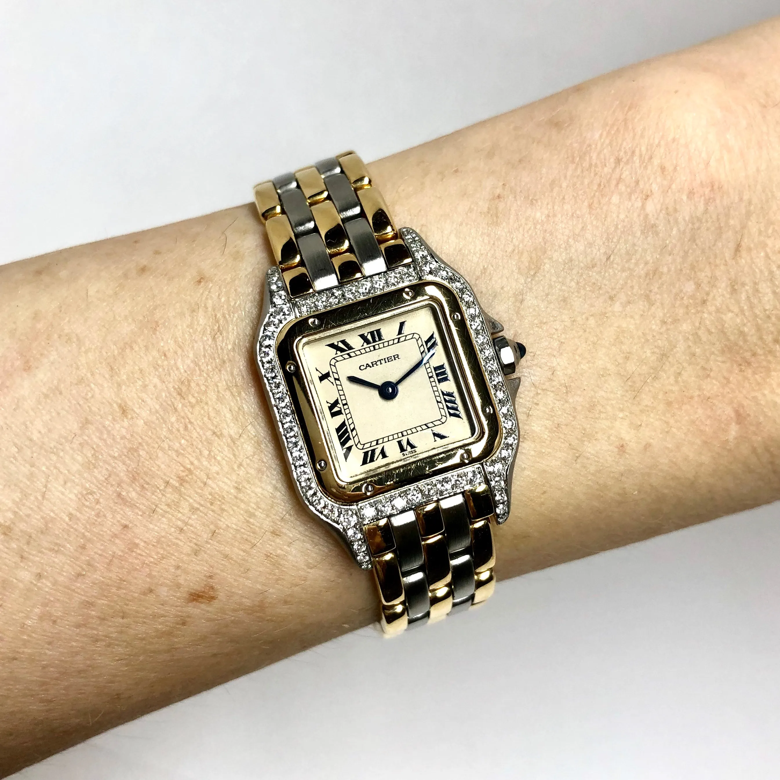 CARTIER PANTHRE Quartz 23mm 3 Row Gold 0.54TCW Diamond Watch