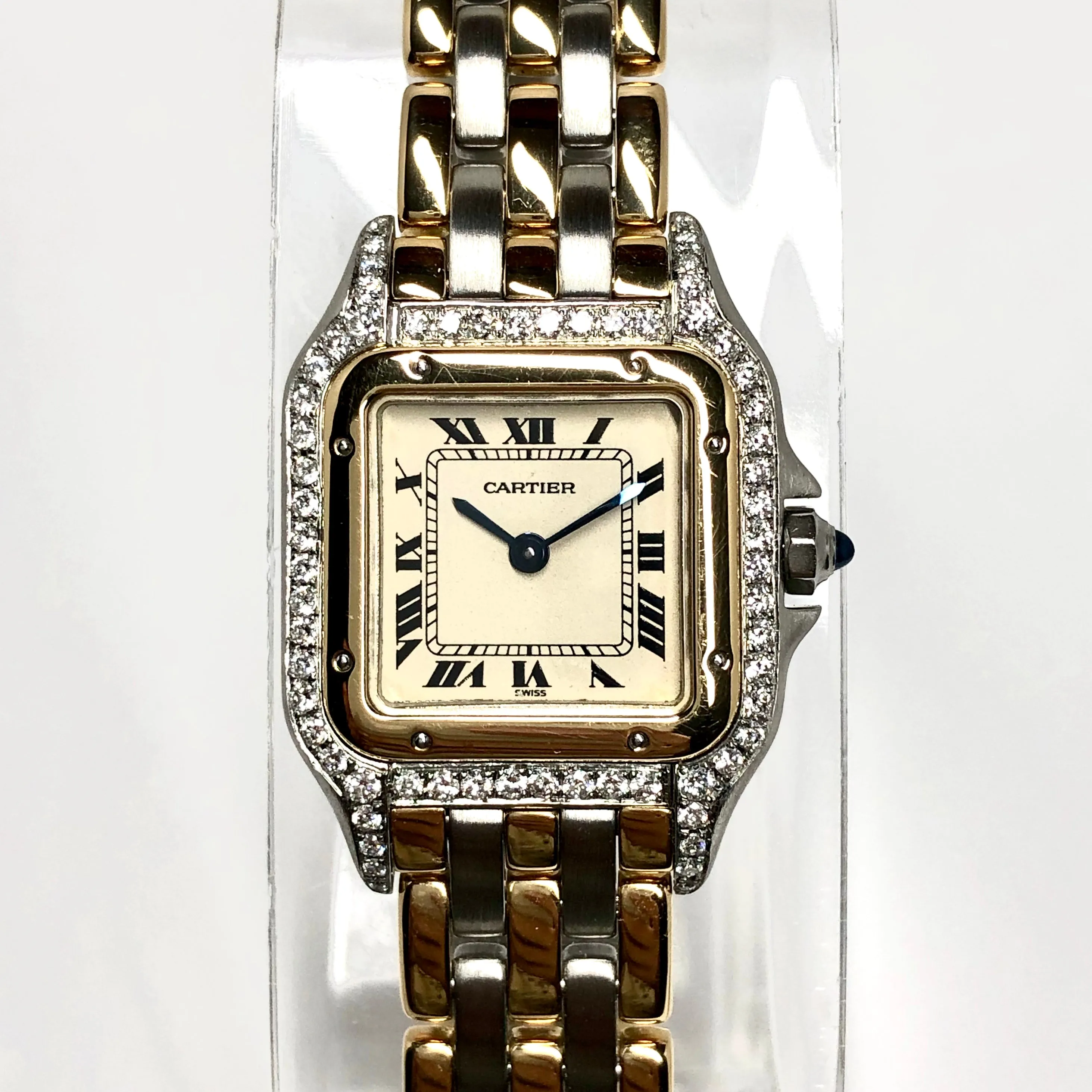 CARTIER PANTHRE Quartz 23mm 3 Row Gold 0.54TCW Diamond Watch