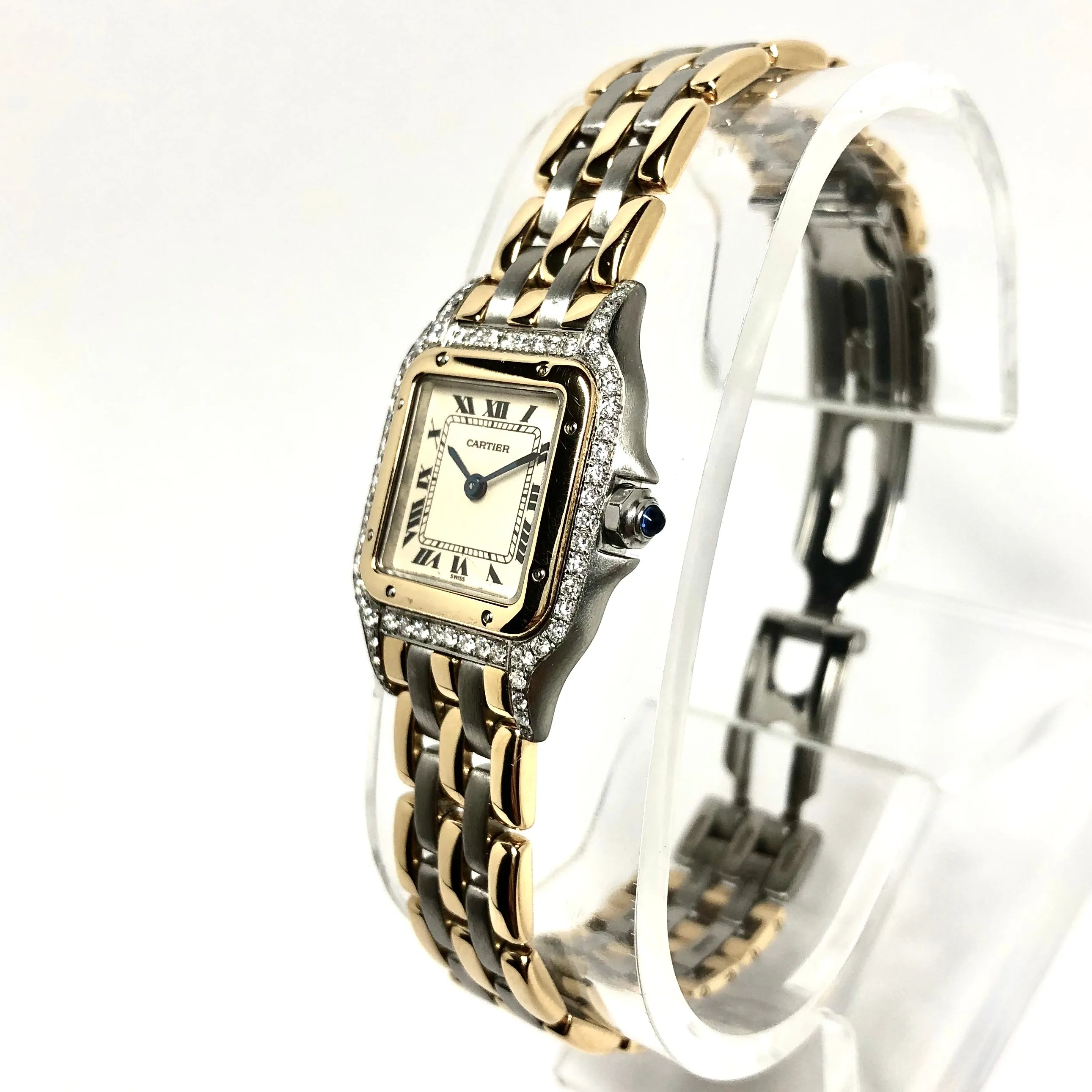 CARTIER PANTHRE Quartz 23mm 3 Row Gold 0.54TCW Diamond Watch