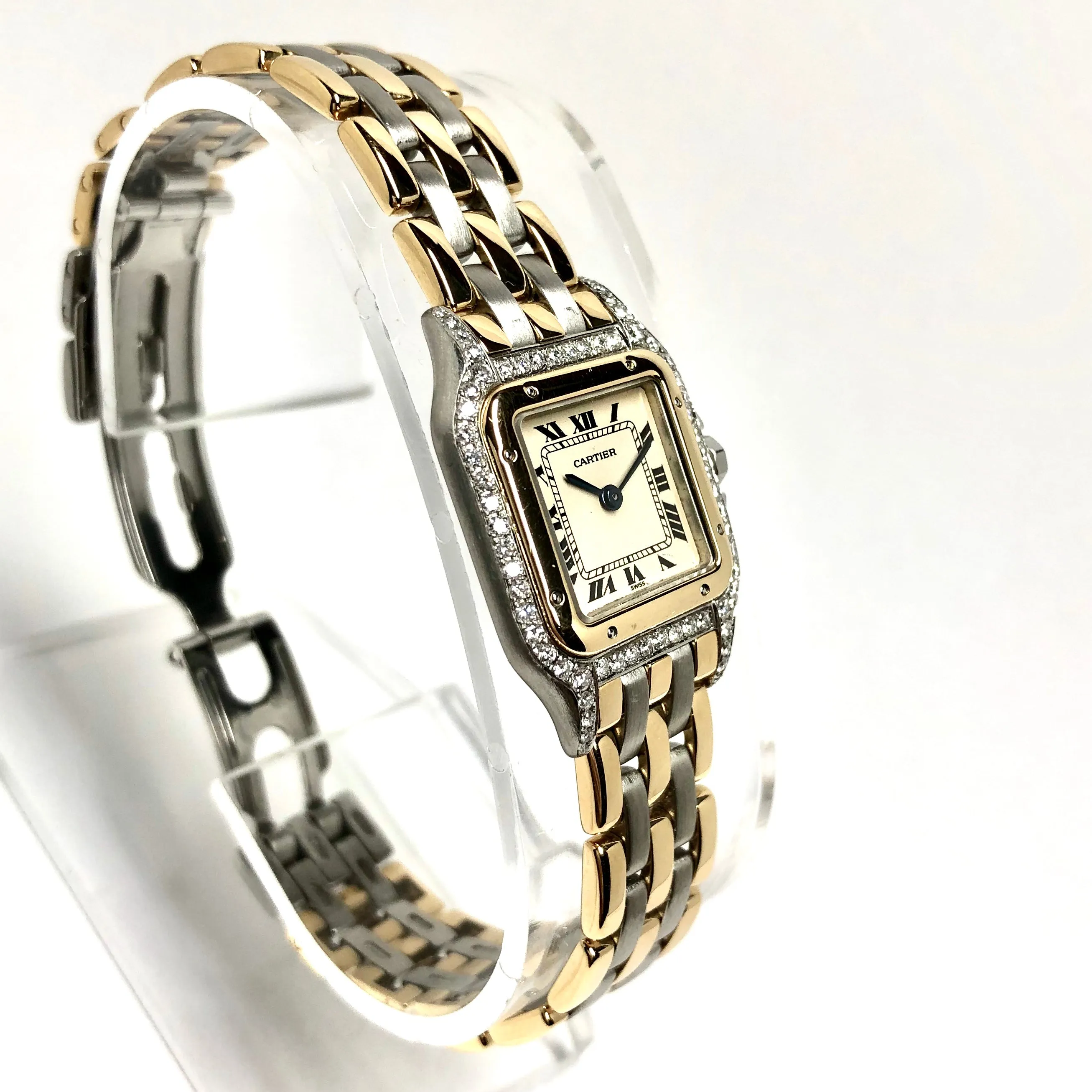 CARTIER PANTHRE Quartz 23mm 3 Row Gold 0.54TCW Diamond Watch