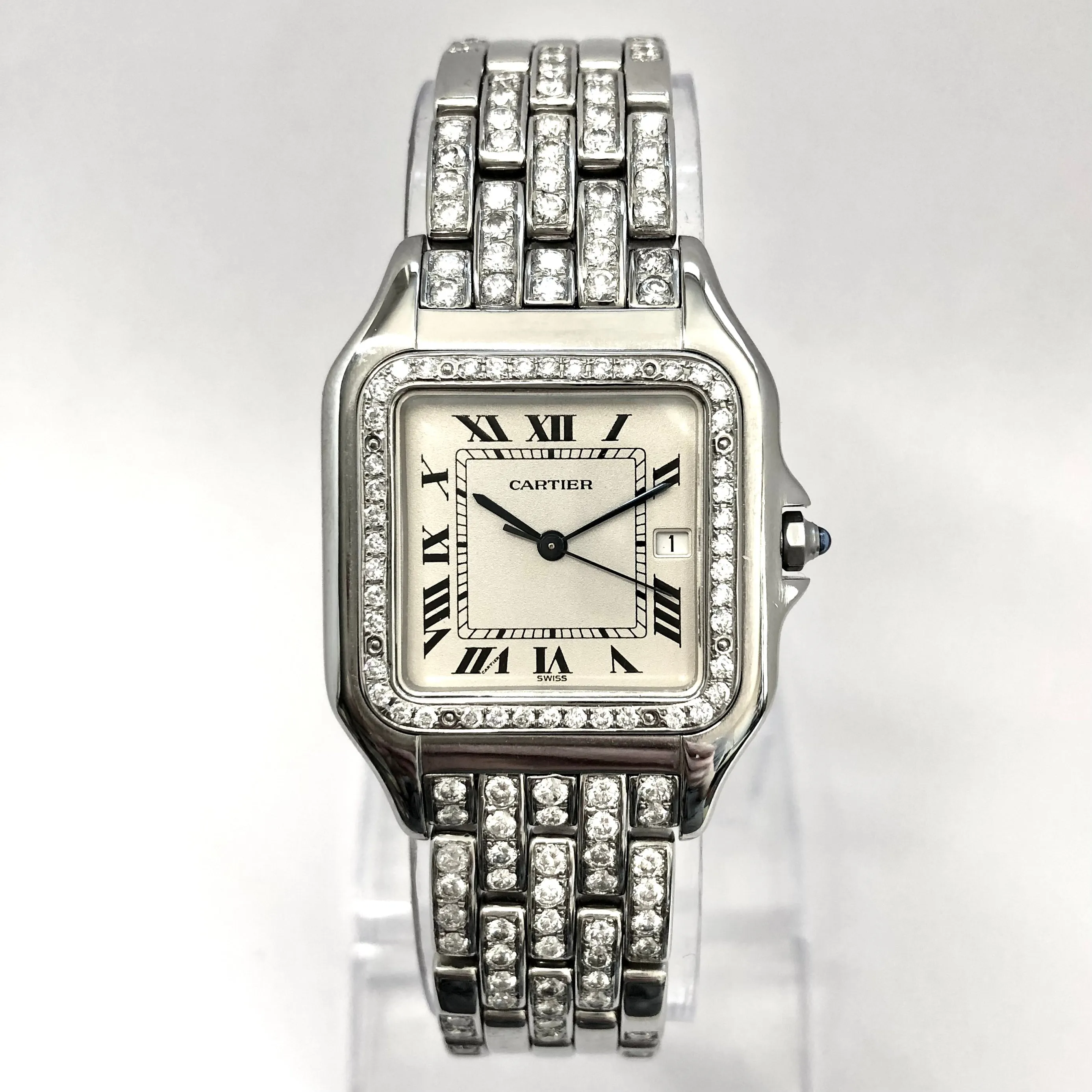 CARTIER PANTHRE Quartz 29mm Steel 3.42TCW Diamond Watch