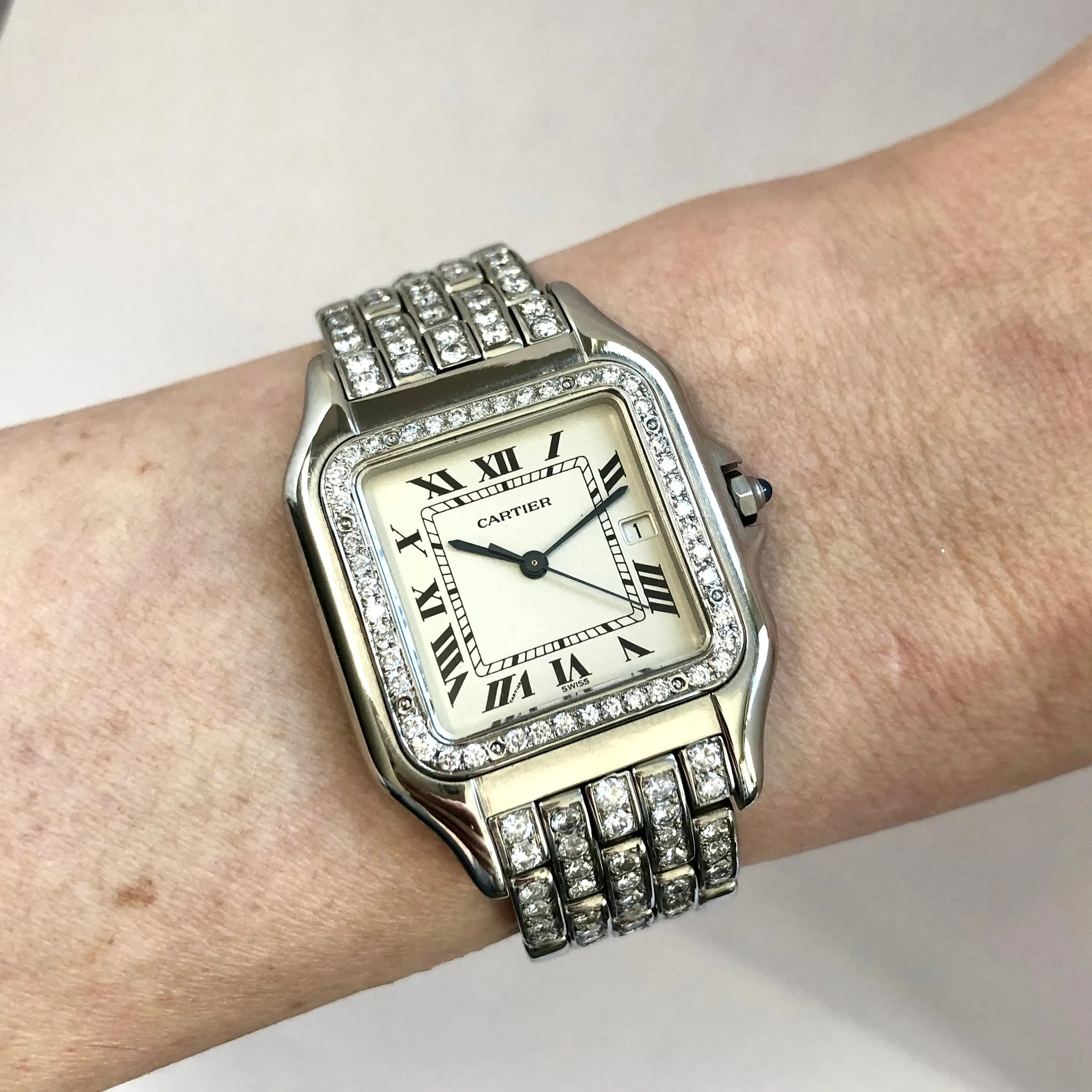 CARTIER PANTHRE Quartz 29mm Steel 3.42TCW Diamond Watch