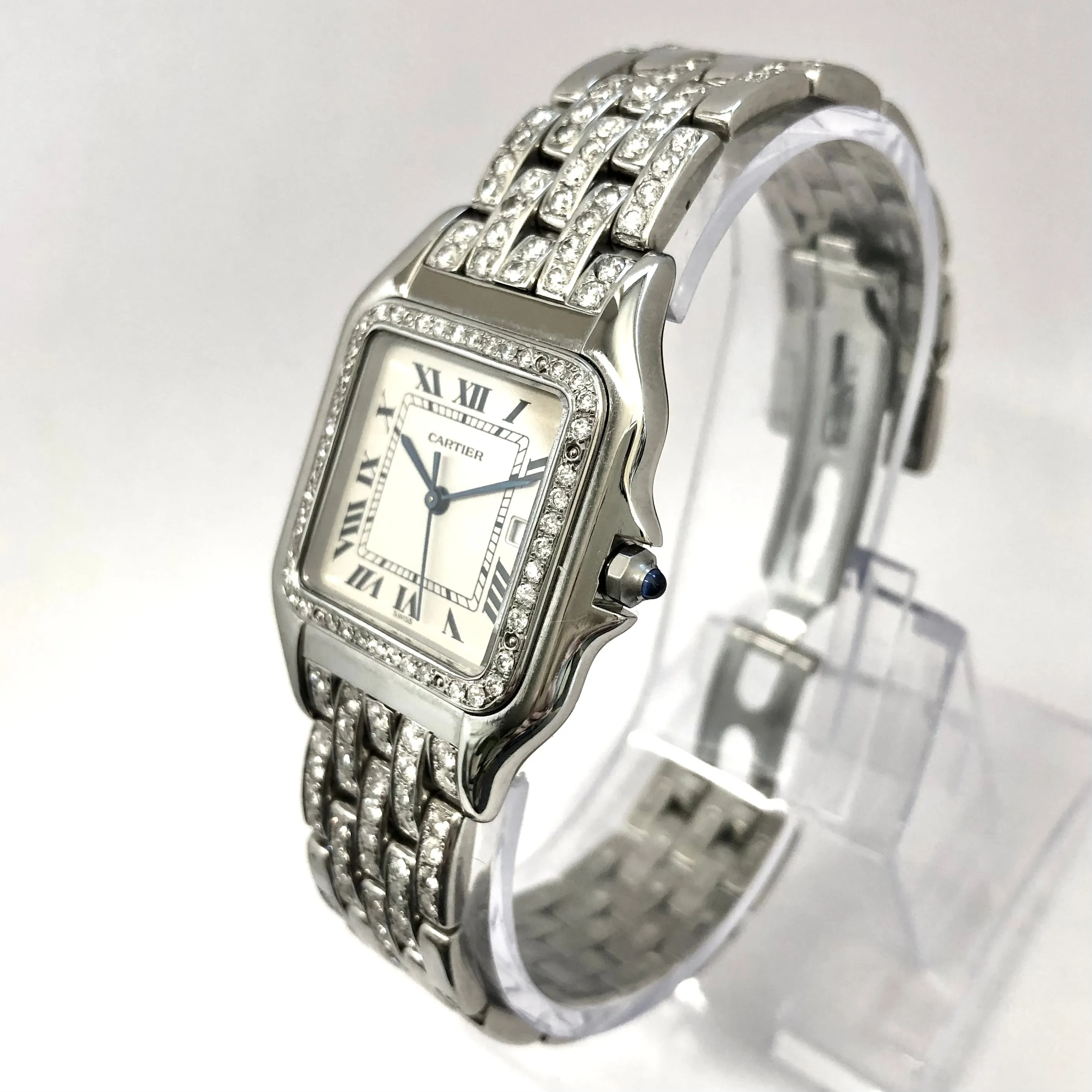 CARTIER PANTHRE Quartz 29mm Steel 3.42TCW Diamond Watch