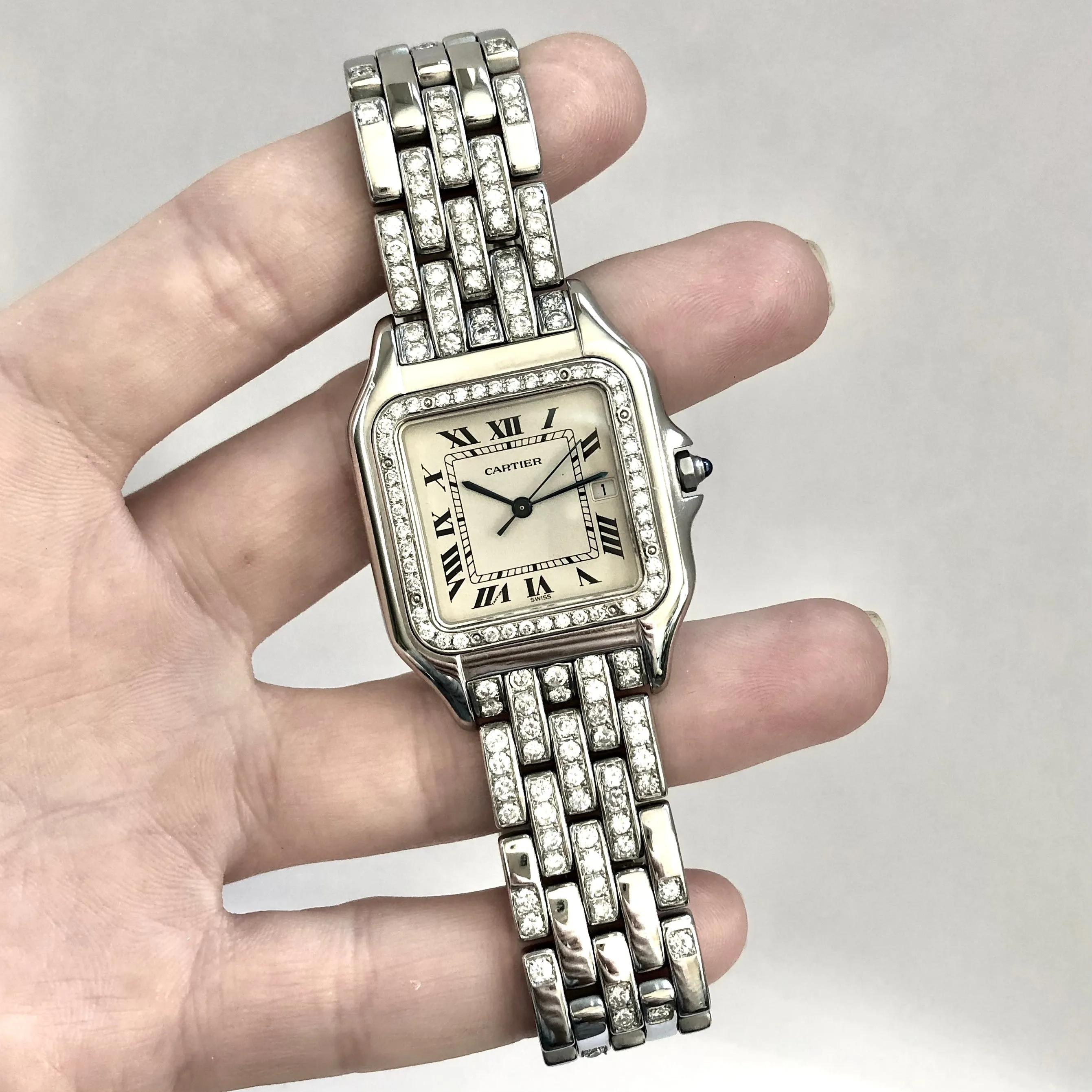 CARTIER PANTHRE Quartz 29mm Steel 3.42TCW Diamond Watch