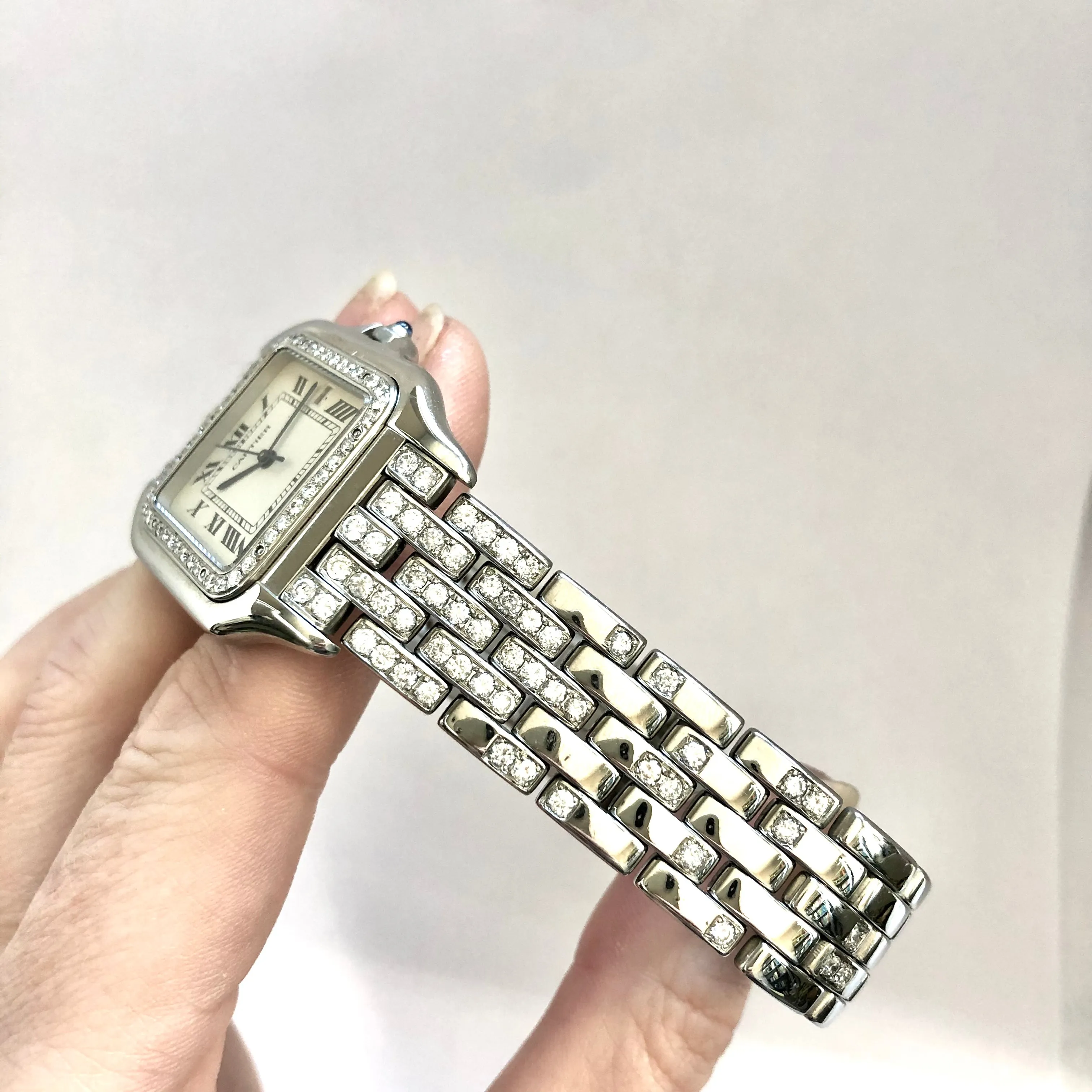 CARTIER PANTHRE Quartz 29mm Steel 3.42TCW Diamond Watch