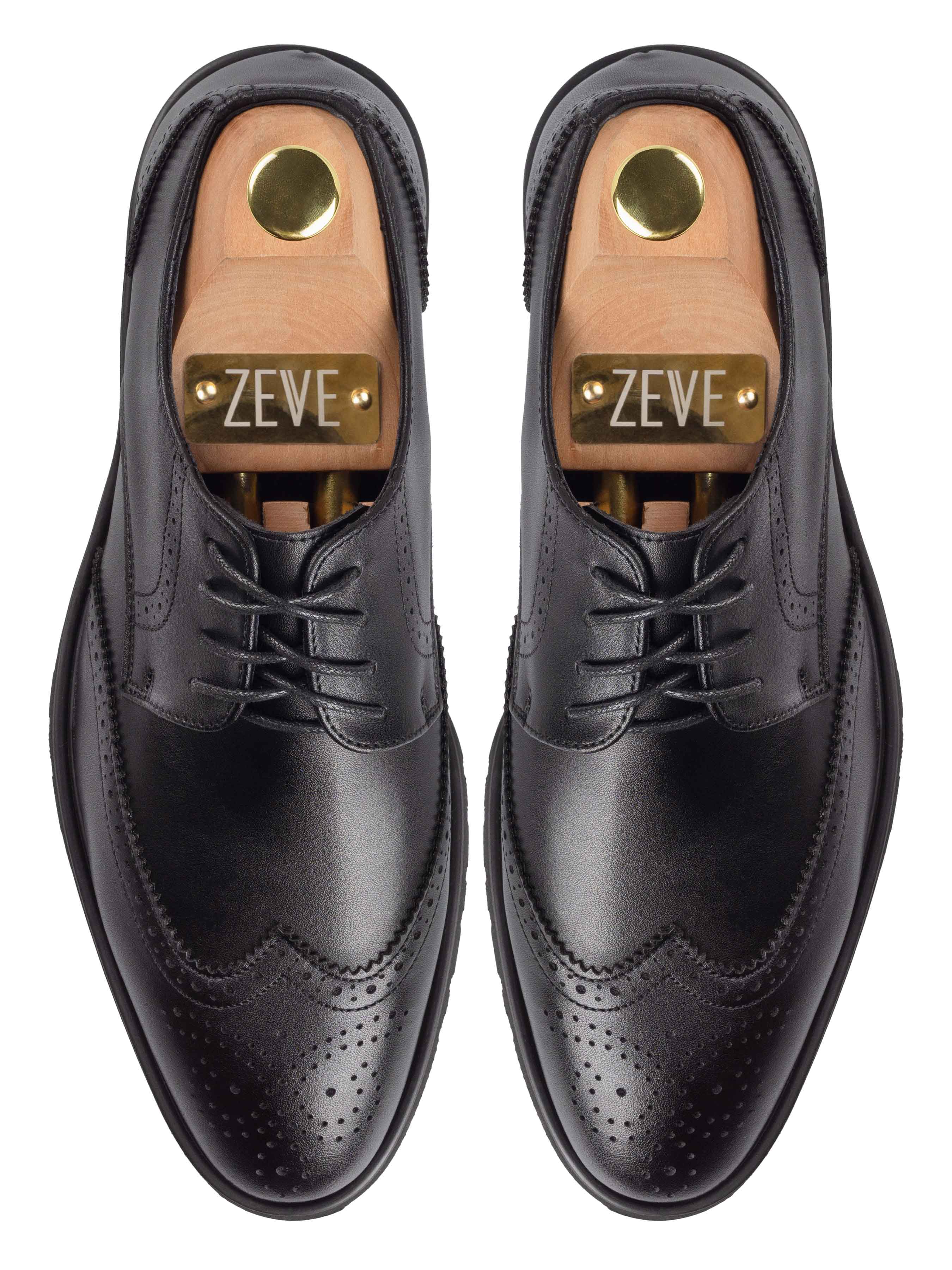 Chad Brogue Wingtip - Solid Black (Flexi-Sole)