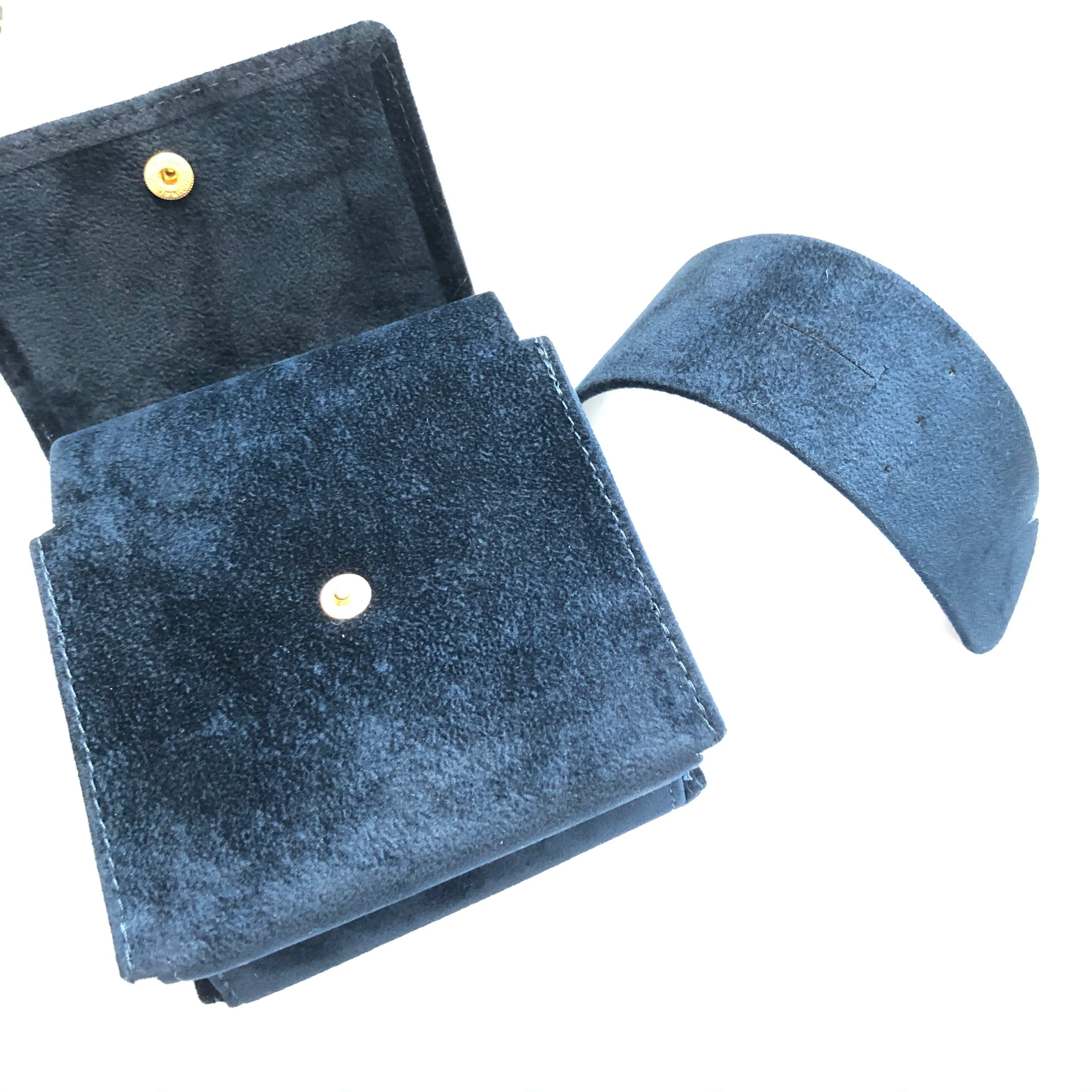 CHOPARD Blue Faux Suede Case with Holder  4 x 4 x 2 inches