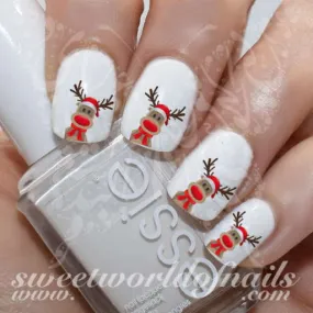 Christmas Nail Art Rudolph The Reindeer Nail Water Decals