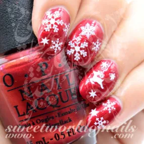 Christmas Nail Art White Snowflakes and Reindeers Nail Water Decals