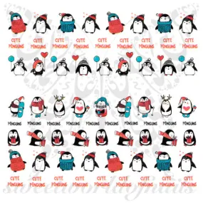 Christmas Nails Cute Penguin Nail water decals