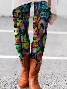 Cozy Winter Fleece-Lined Leggings with Stylish Prints for Women