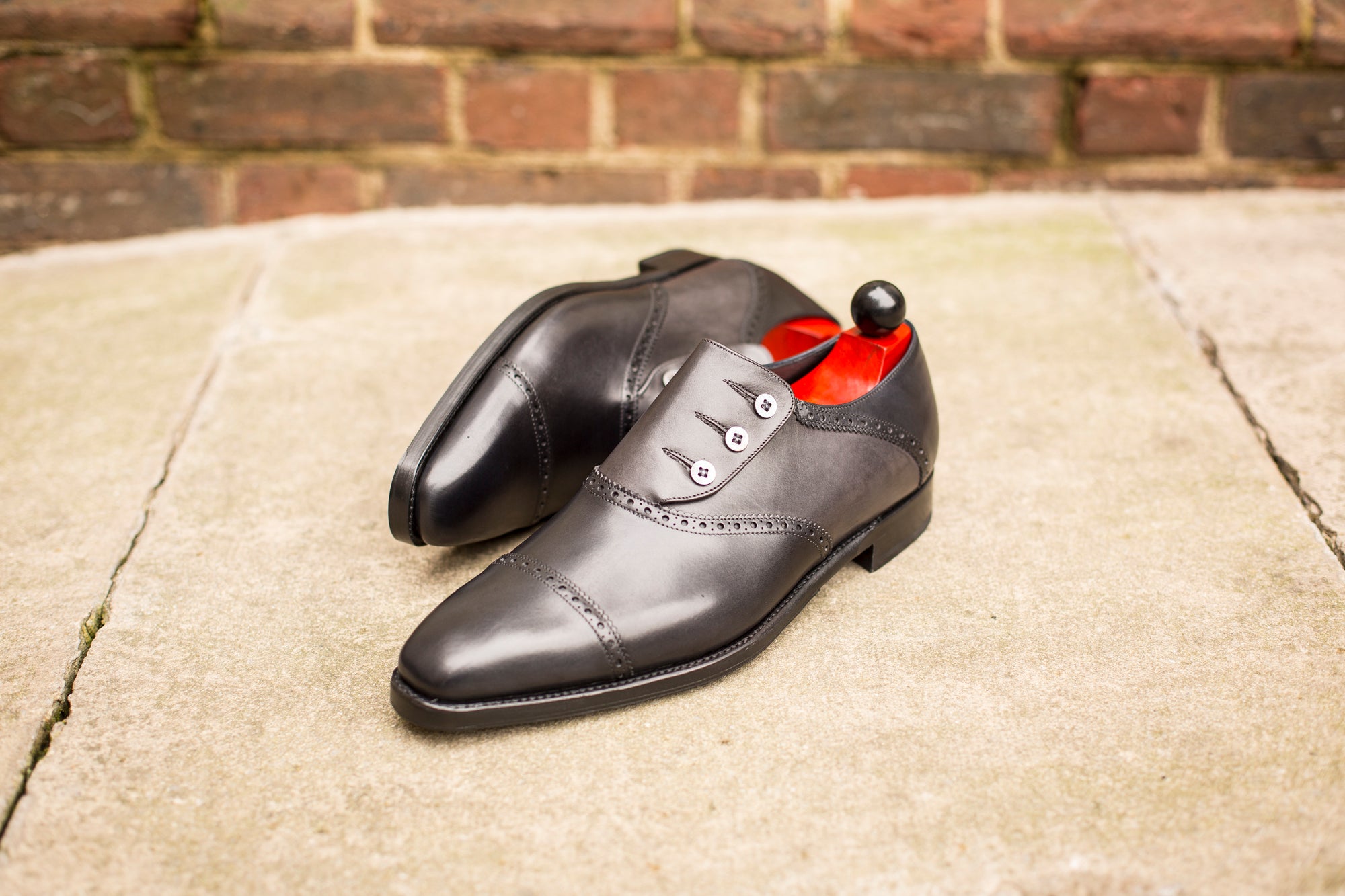 Cyril - MTO - Shaded Black Calf / Shaded Grey Calf - MGF Last - Single Leather Sole