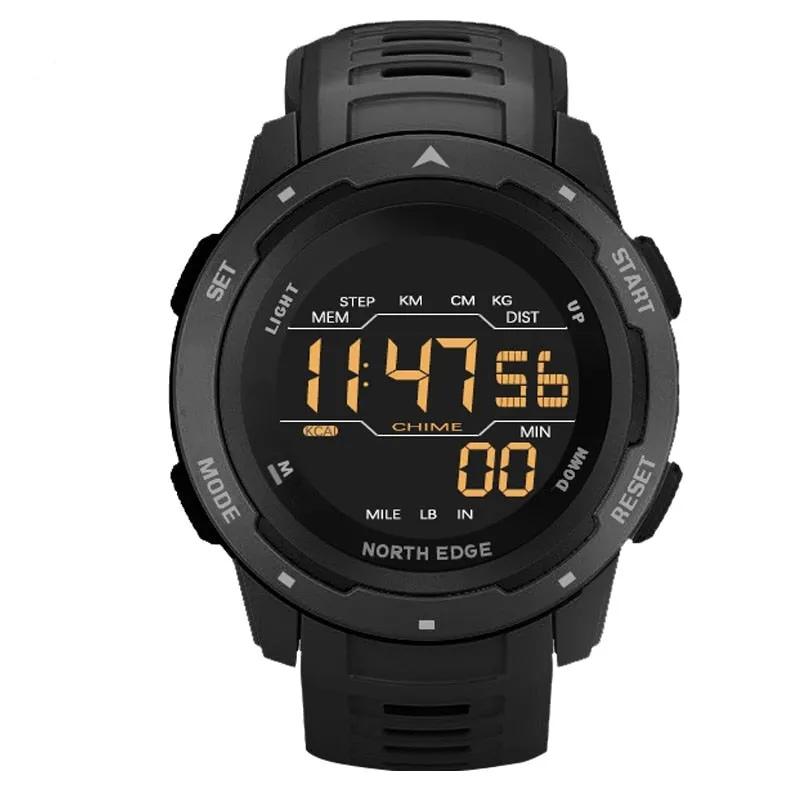 Digital Watch Sport Dual Time Pedometer Alarm Clock Waterproof